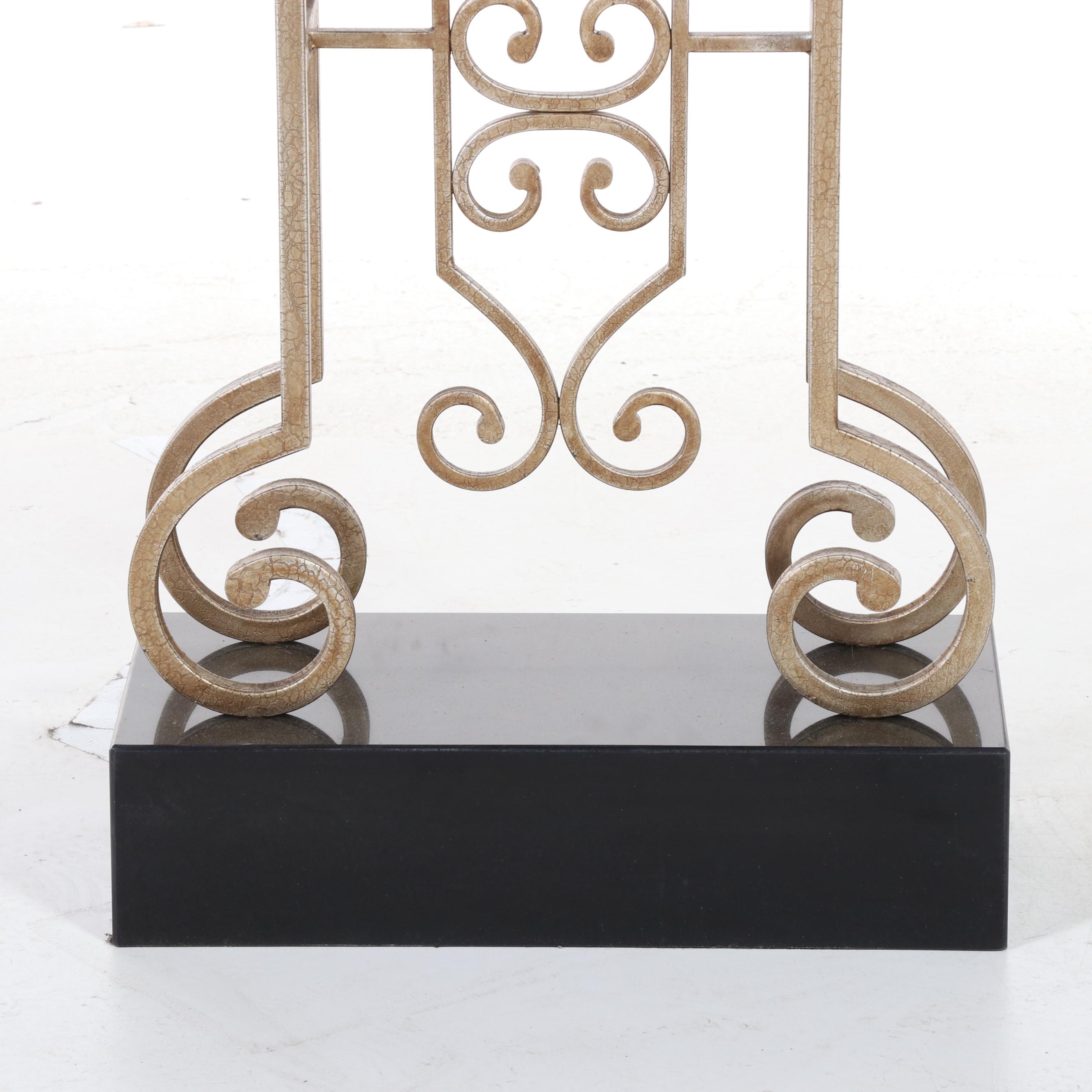 Uttermost "Revelation" Gilt Metal and Marble-Veneered Clock