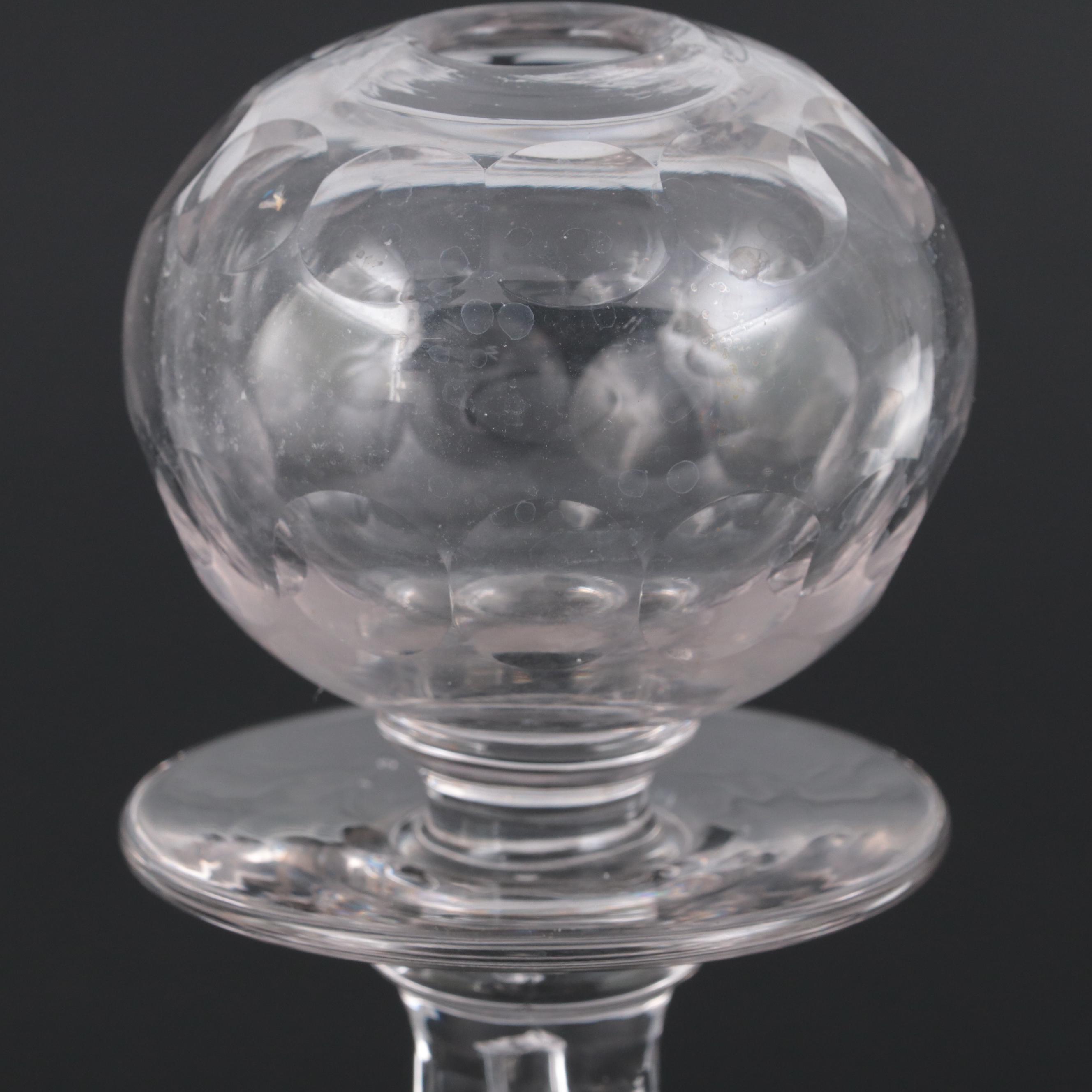 New England Faceted Cut Blown Glass Lacemakers Lamp, Early 19th Century