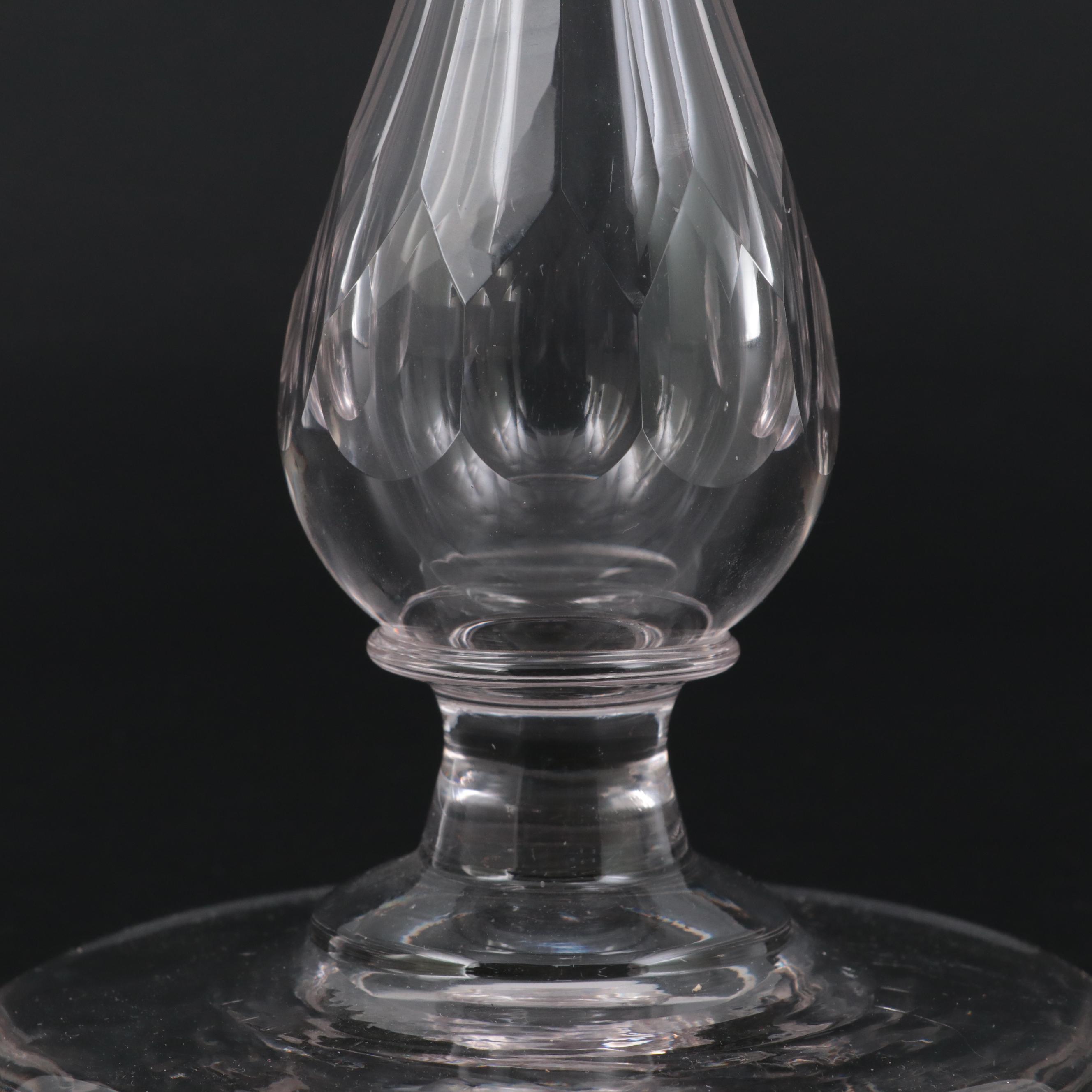 New England Faceted Cut Blown Glass Lacemakers Lamp, Early 19th Century
