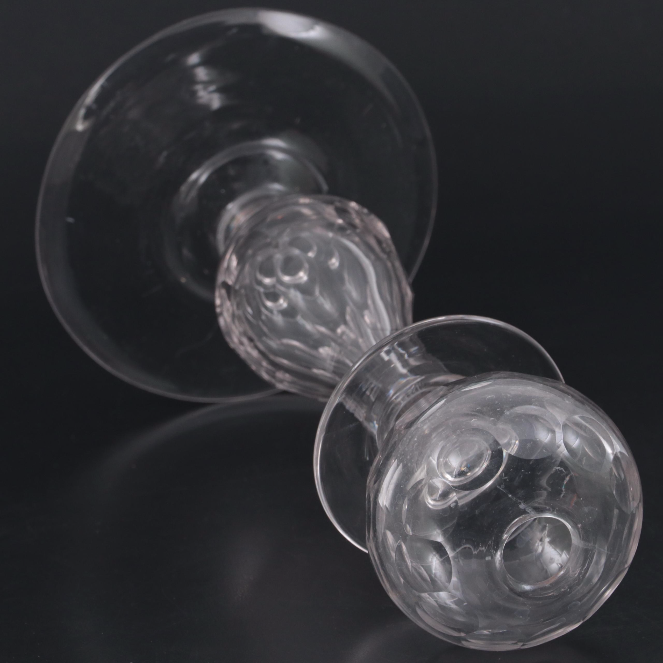 New England Faceted Cut Blown Glass Lacemakers Lamp, Early 19th Century