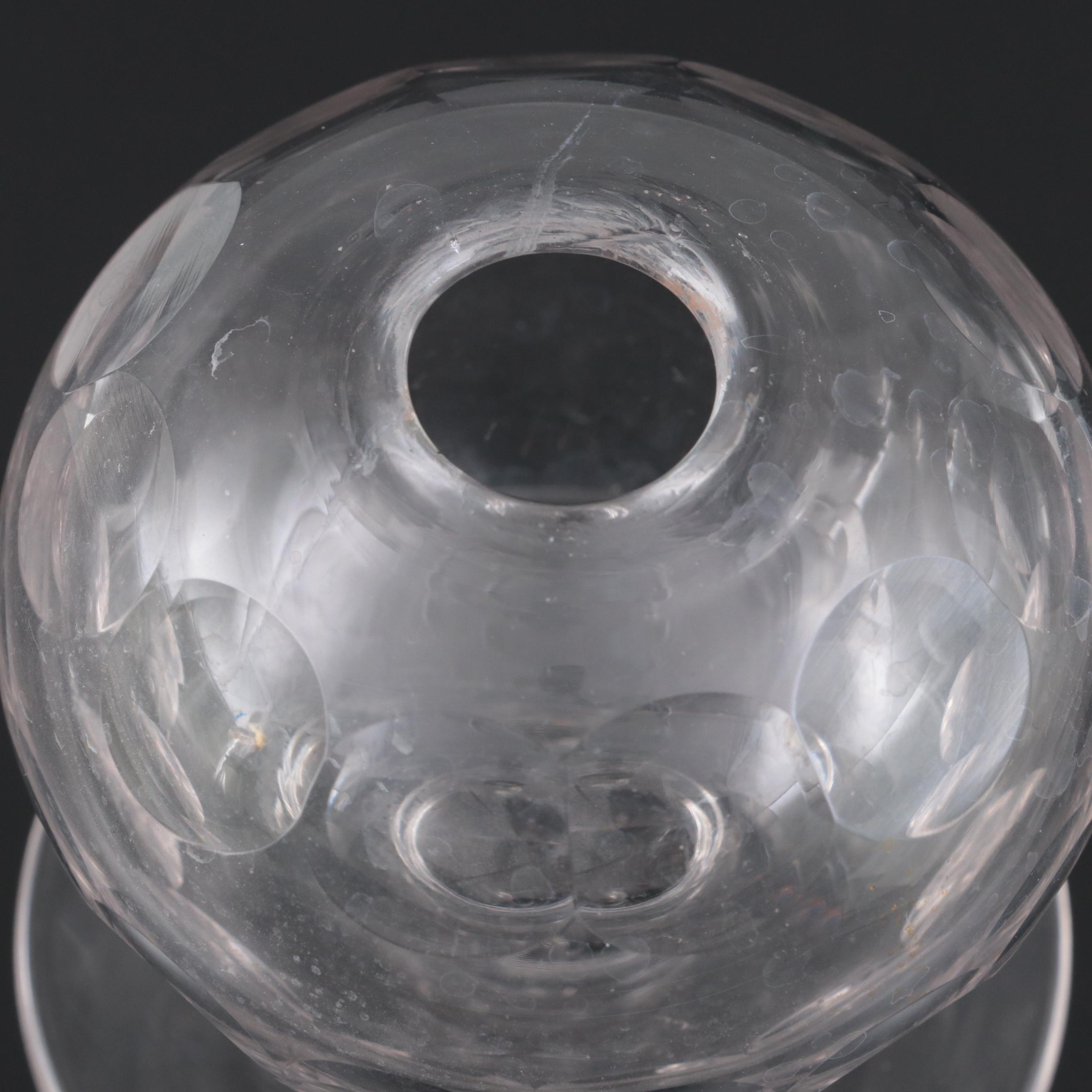 New England Faceted Cut Blown Glass Lacemakers Lamp, Early 19th Century