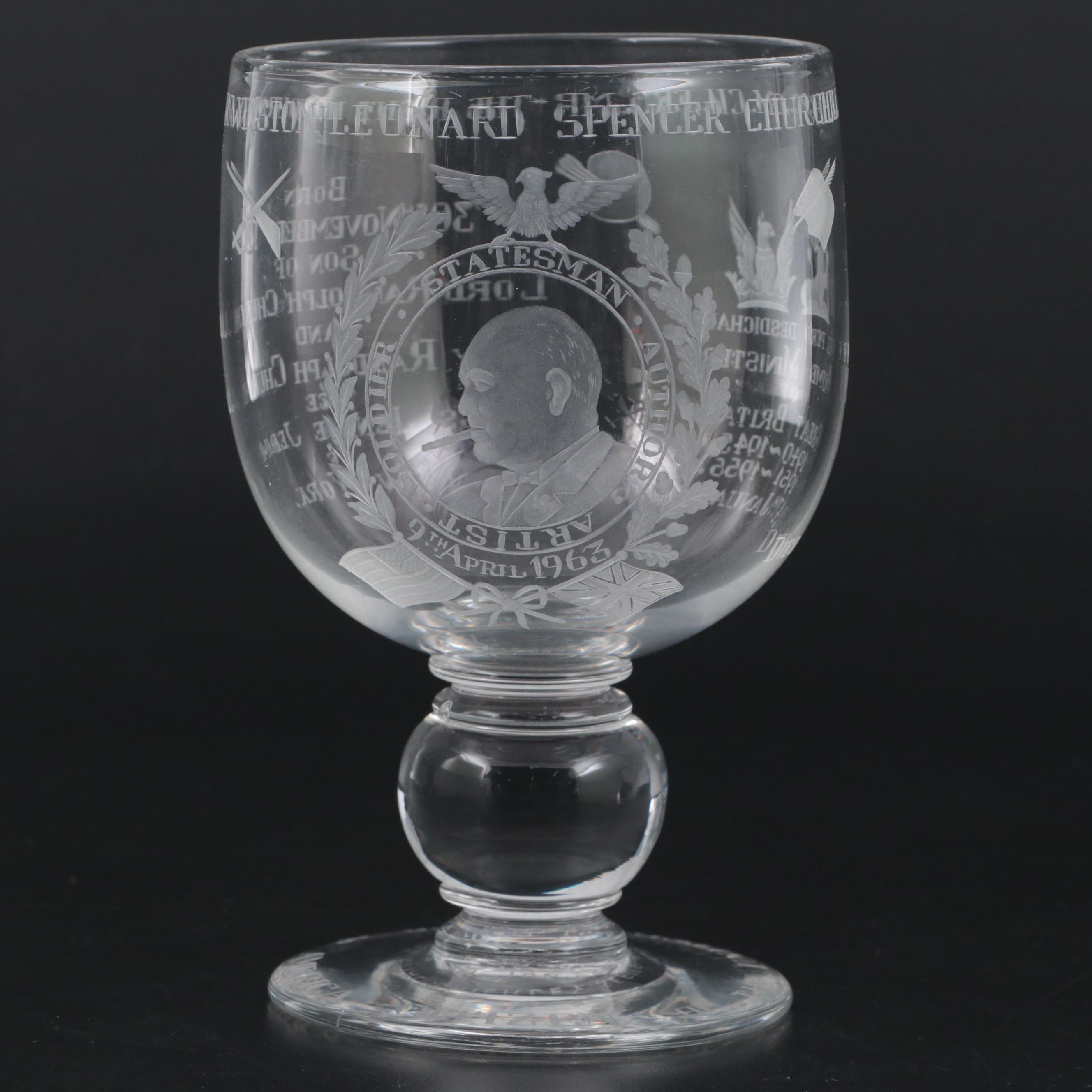 Royal Brierly Limited Edition Engraved Crystal Commemorative Goblet, 1964