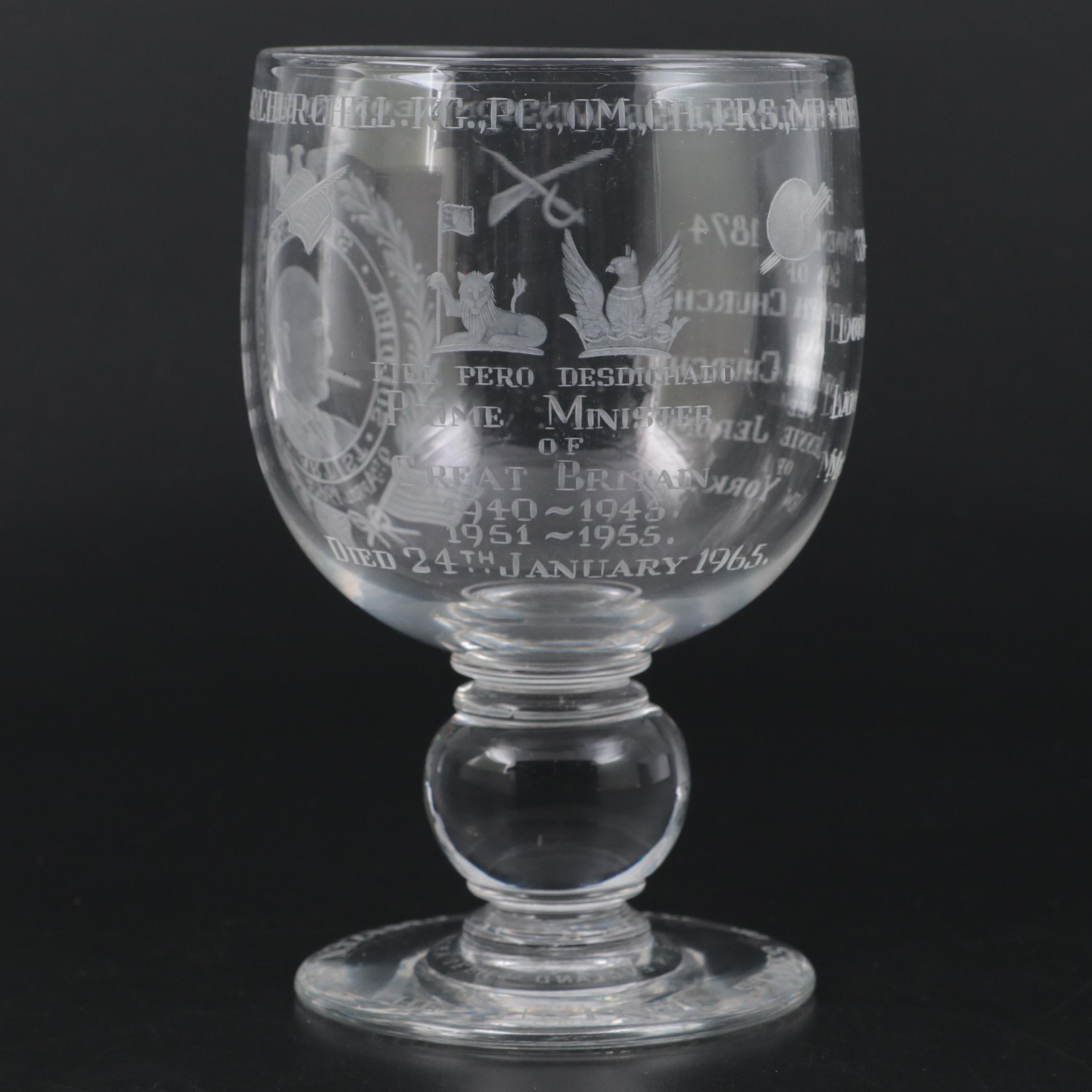 Royal Brierly Limited Edition Engraved Crystal Commemorative Goblet, 1964