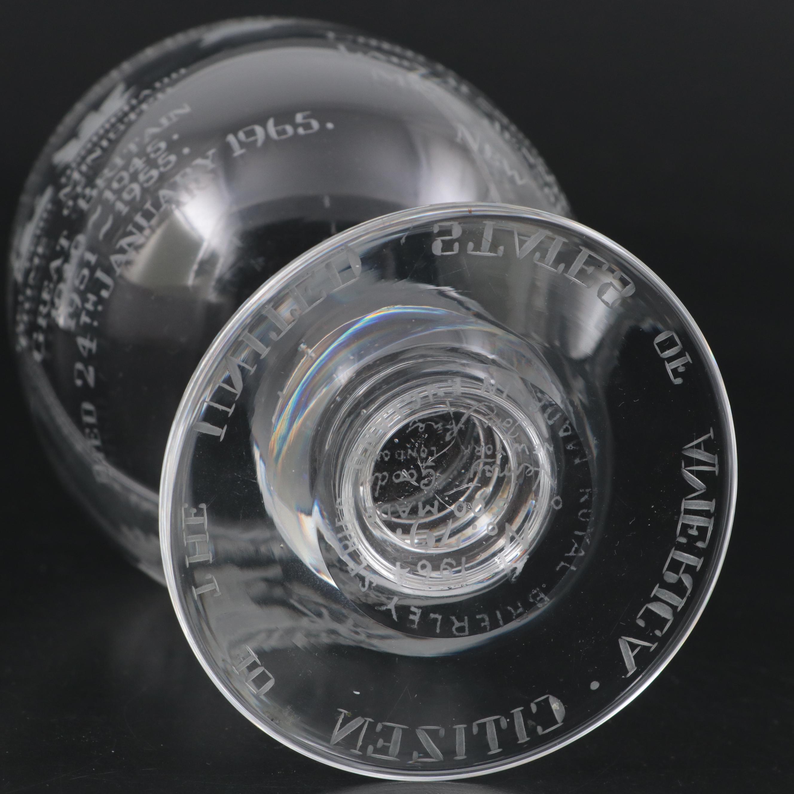 Royal Brierly Limited Edition Engraved Crystal Commemorative Goblet, 1964