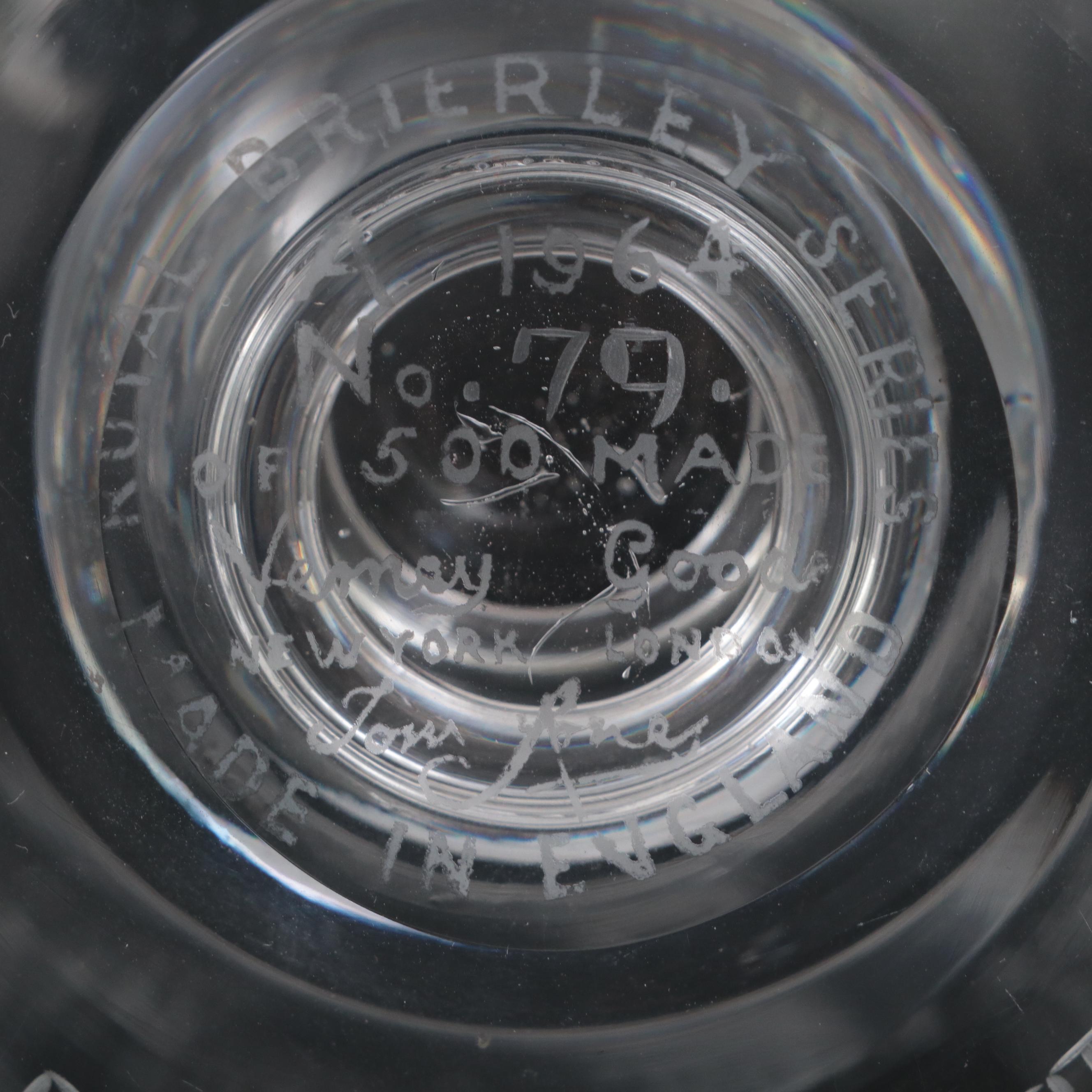 Royal Brierly Limited Edition Engraved Crystal Commemorative Goblet, 1964