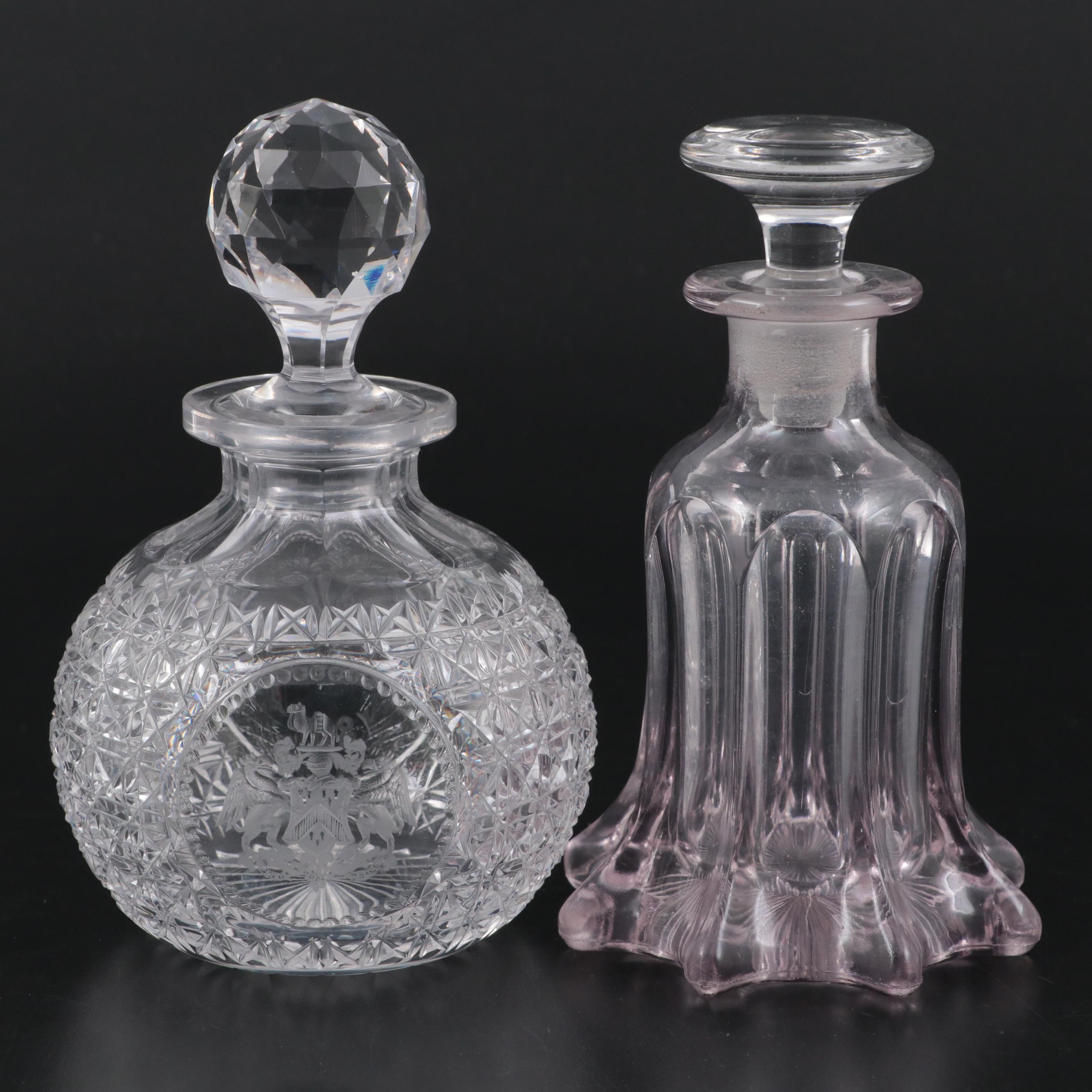 Queen Victoria Golden Jubilee Engraved and Other Perfume Bottle, 19th Century