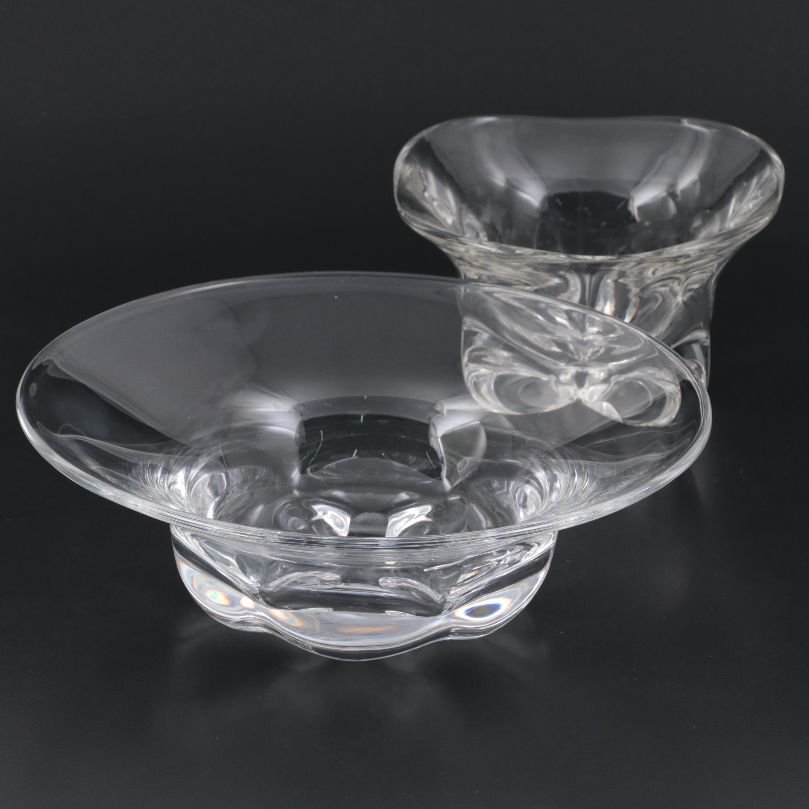 Edward Hald for Orrefors Pinched Base Glass Bowls
