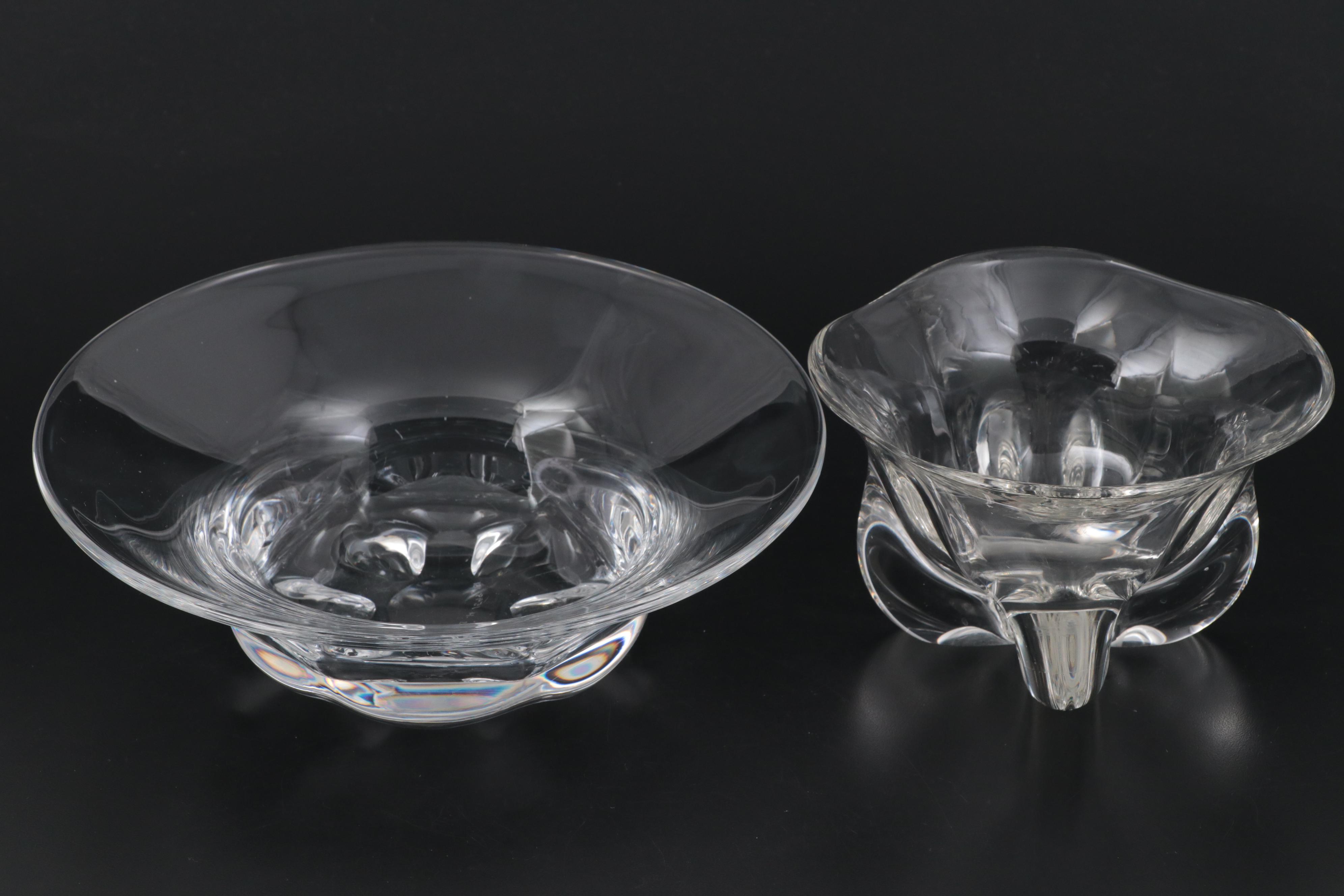 Edward Hald for Orrefors Pinched Base Glass Bowls