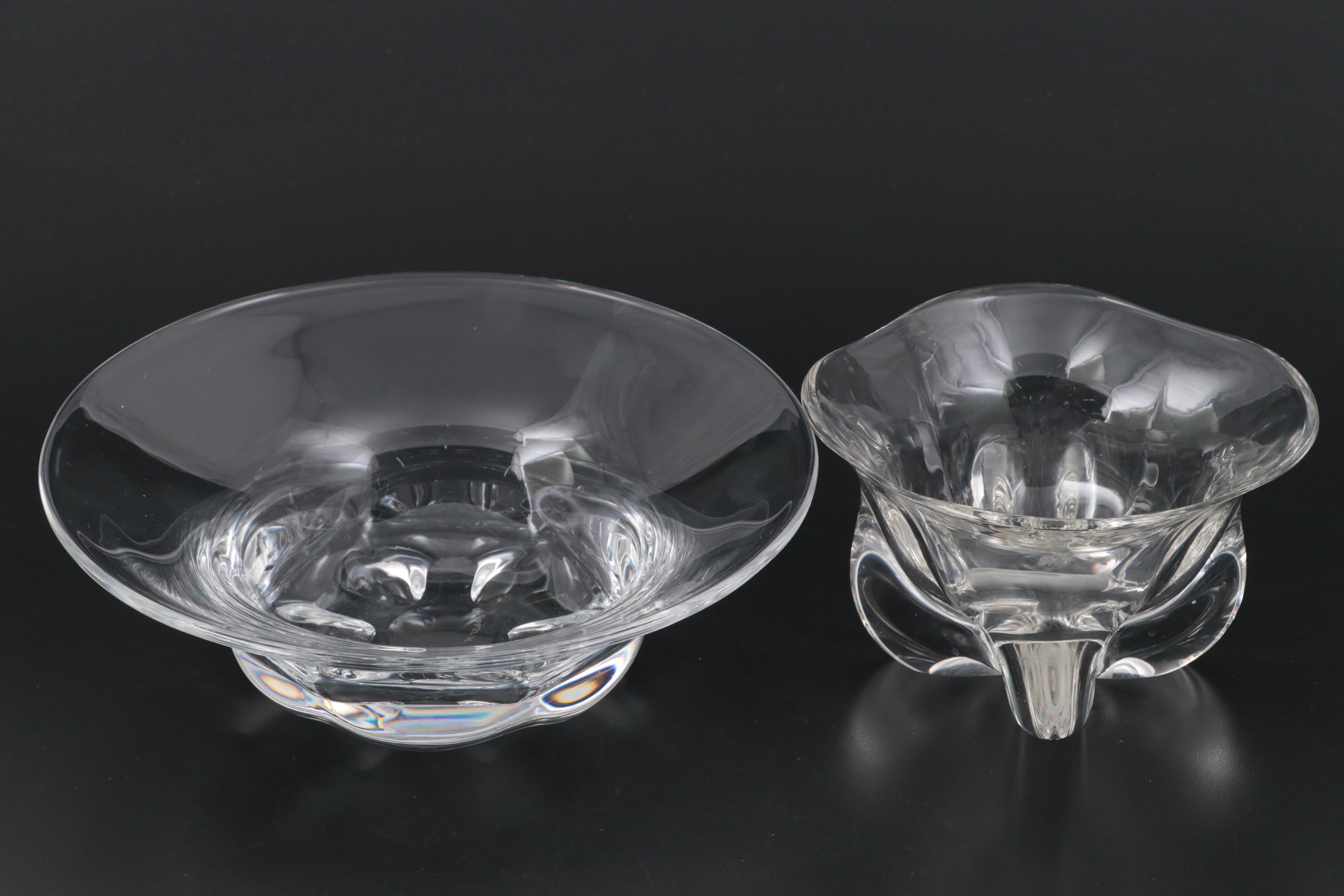 Edward Hald for Orrefors Pinched Base Glass Bowls