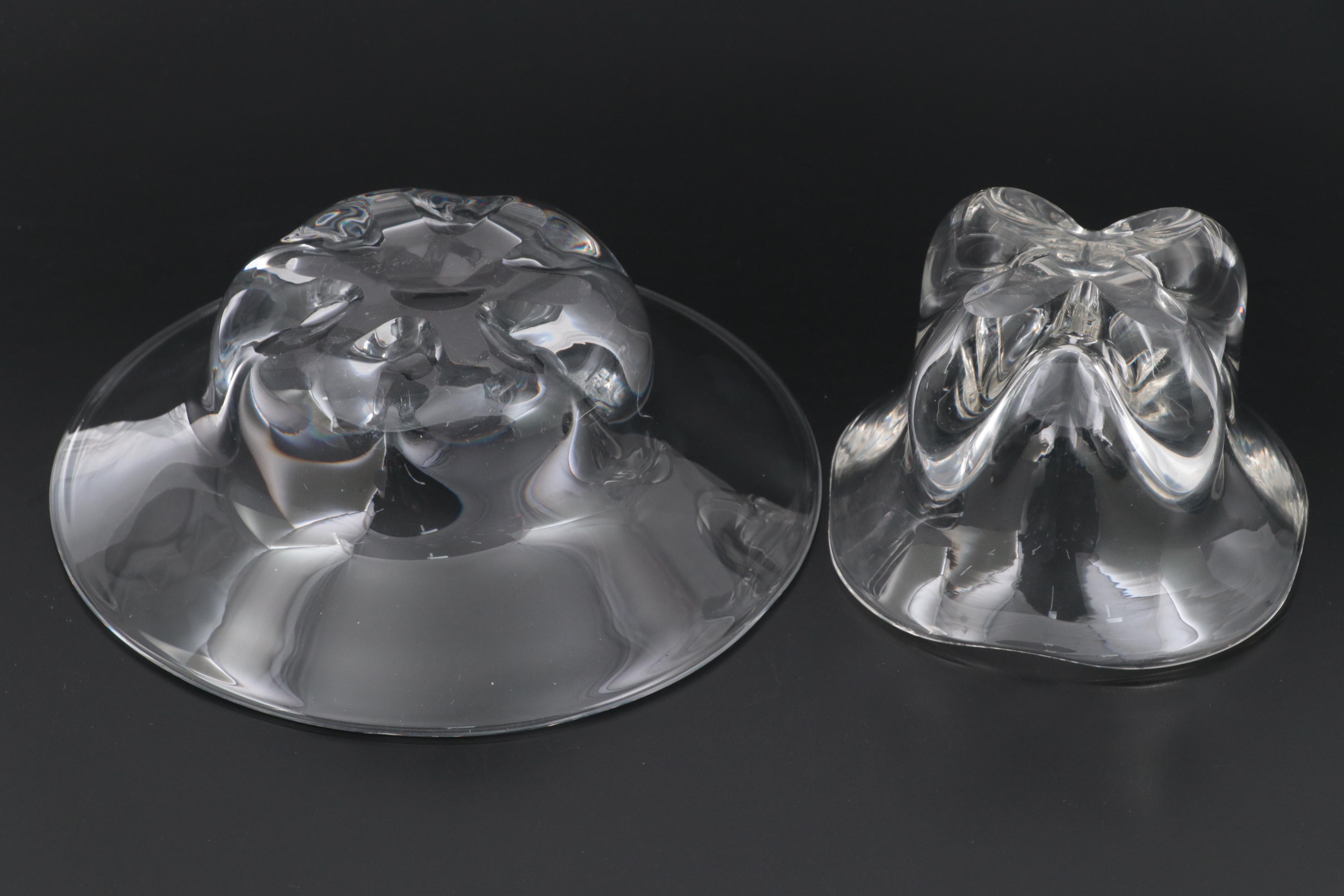 Edward Hald for Orrefors Pinched Base Glass Bowls
