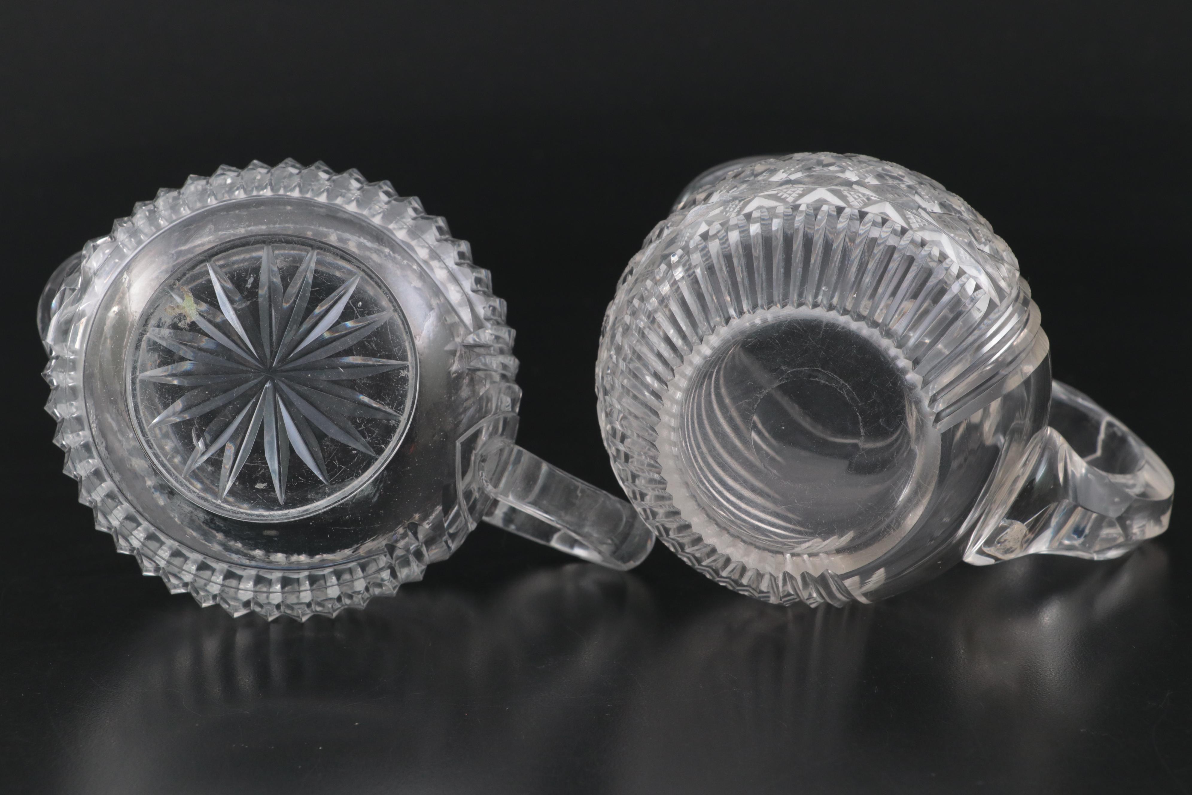 Anglo-Irish Navette Shaped Salt Dip with Other Salt Cellars and Glass Tableware