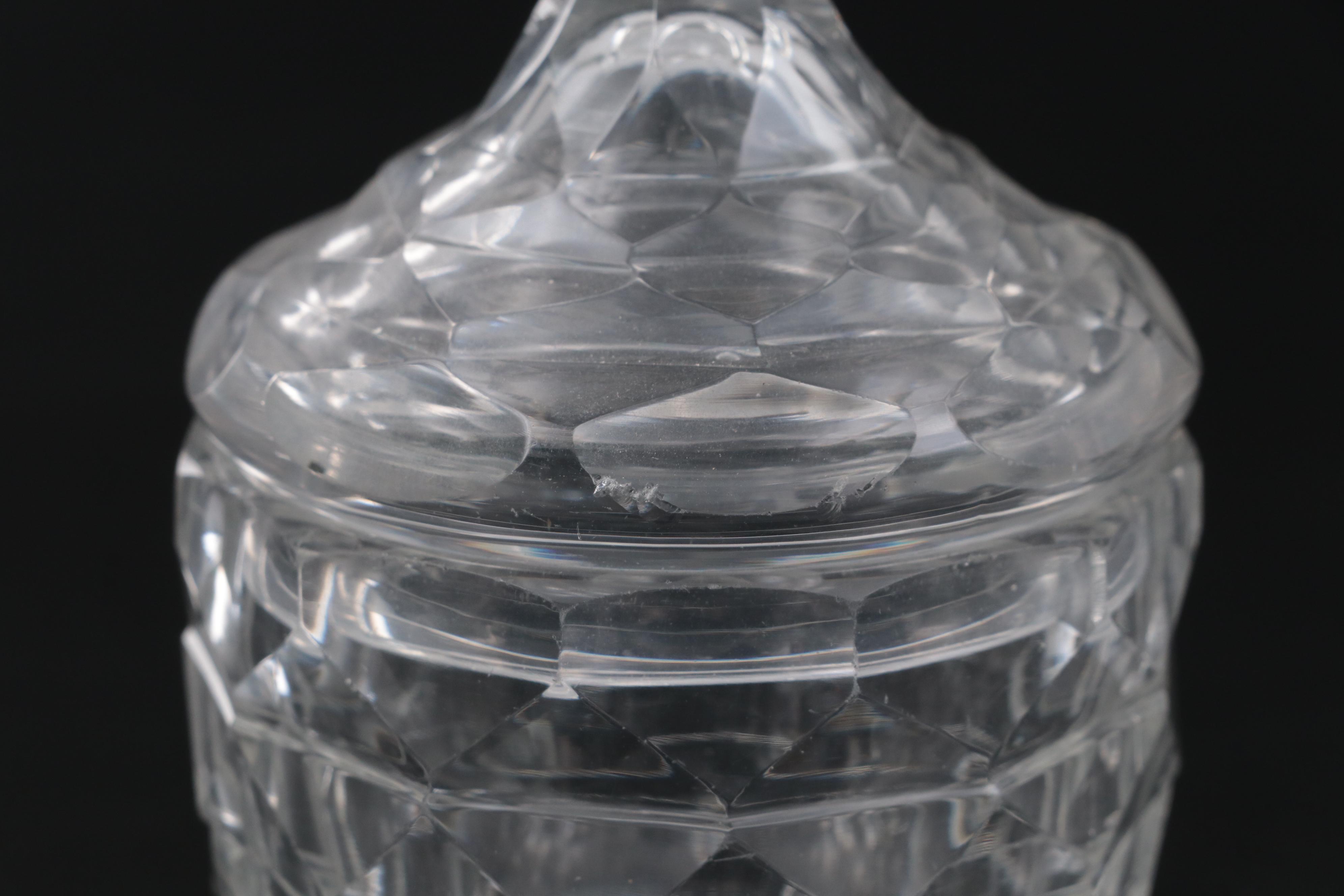 Anglo-Irish Navette Shaped Salt Dip with Other Salt Cellars and Glass Tableware