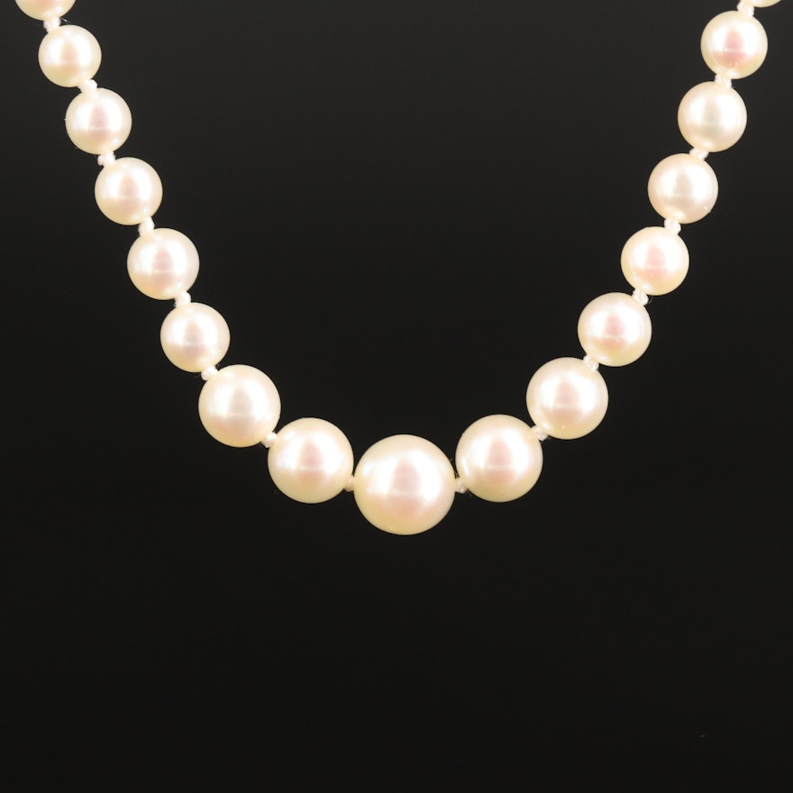 Mikimoto Pearl Graduating Necklace with Sterling Pearl Clasp