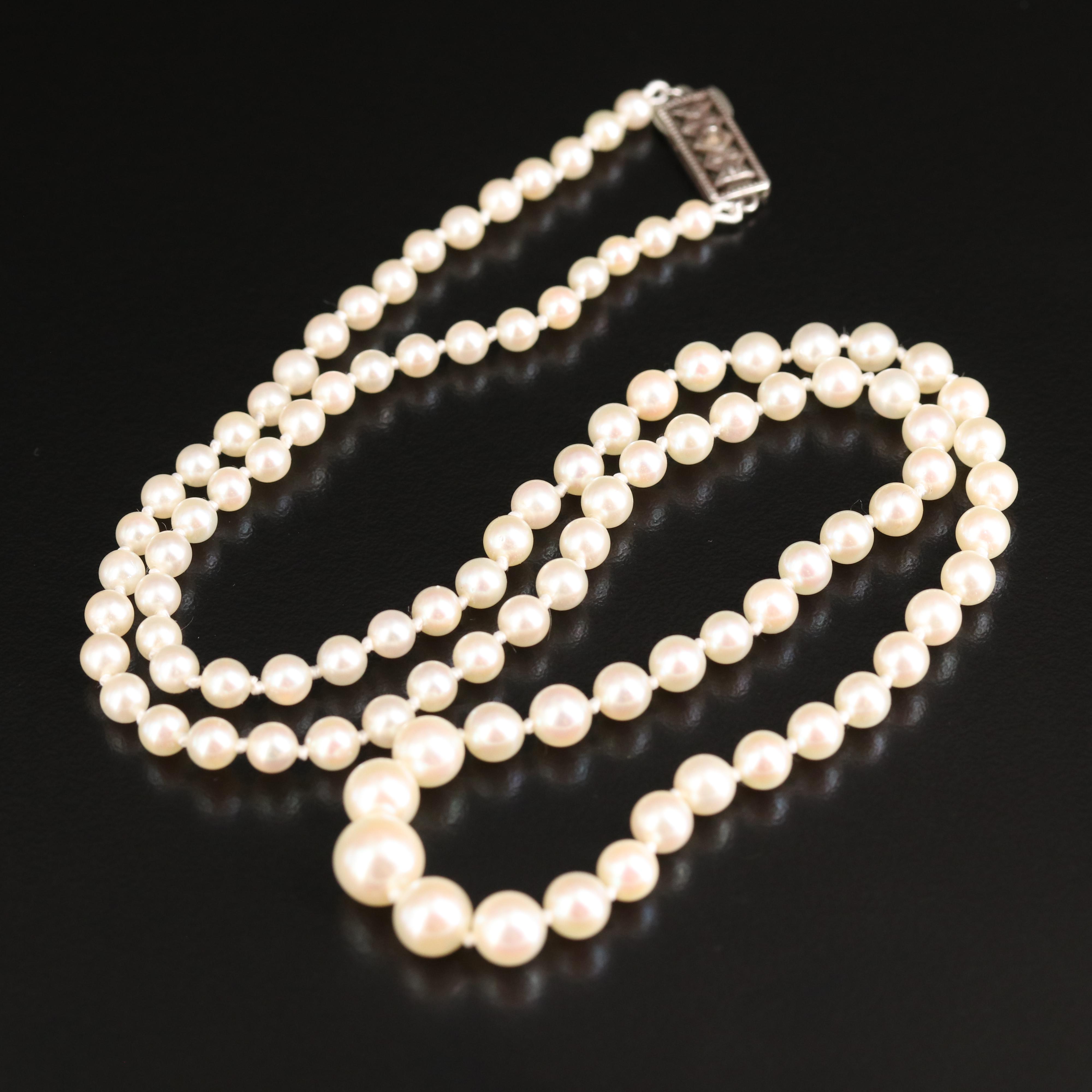 Mikimoto Pearl Graduating Necklace with Sterling Pearl Clasp