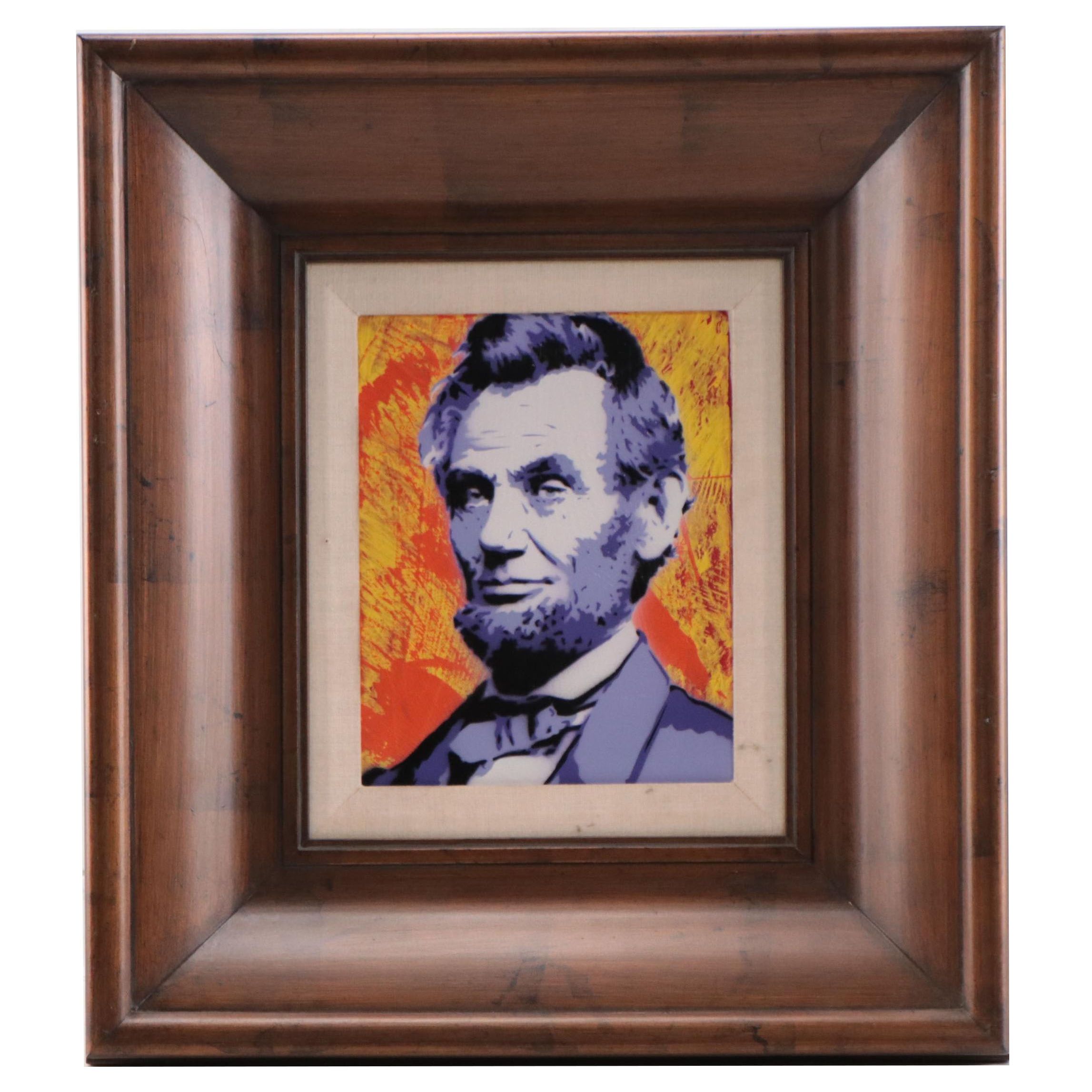 Stylized Mixed Media Painting of Abraham Lincoln Portrait