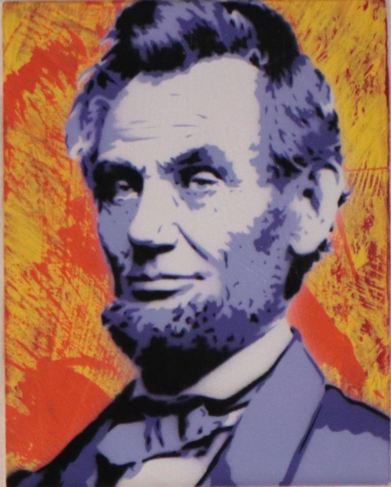 Stylized Mixed Media Painting of Abraham Lincoln Portrait