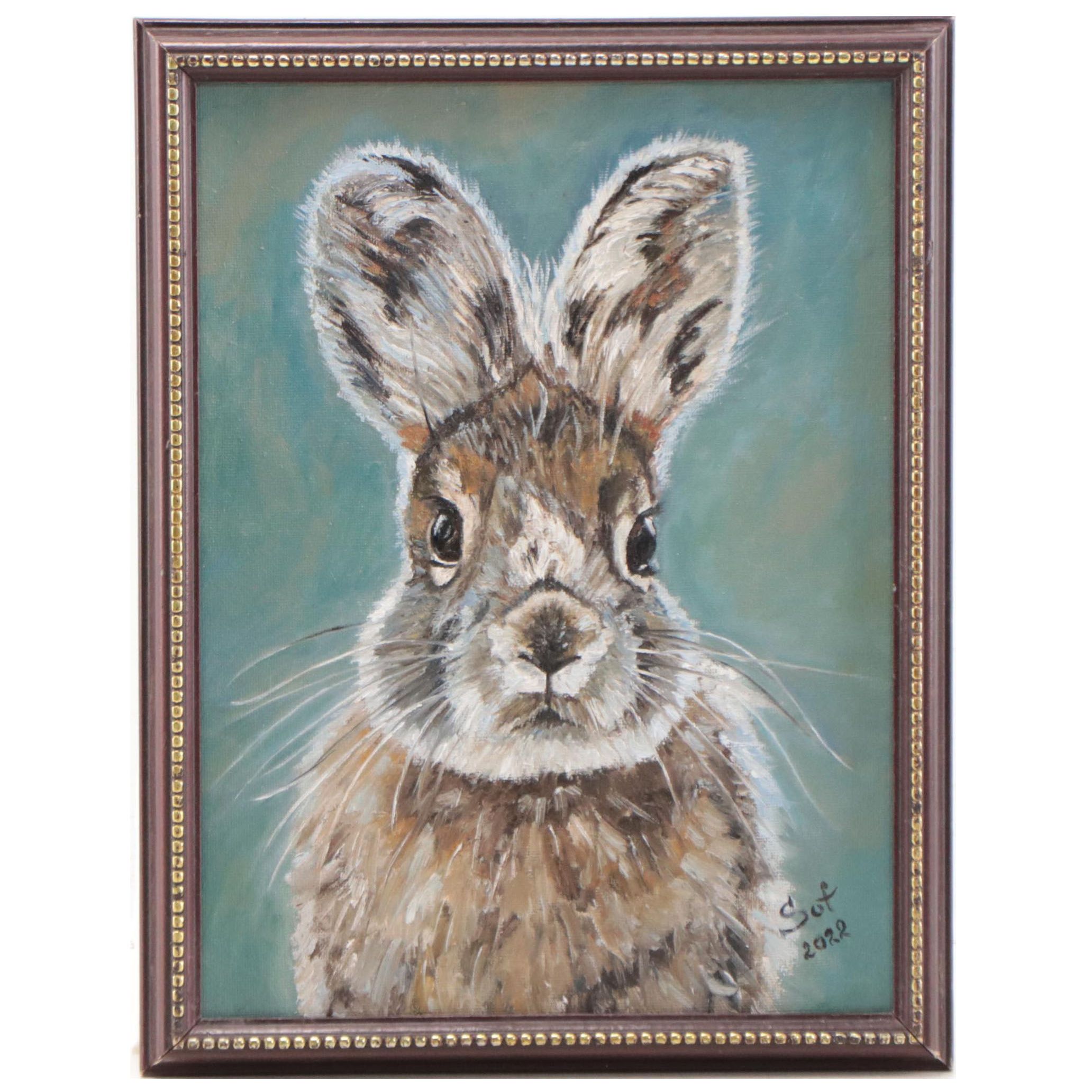 Sophie Simon Oil Painting of Rabbit, 2022