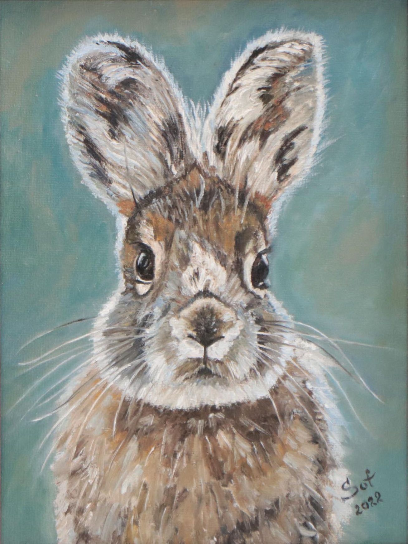 Sophie Simon Oil Painting of Rabbit, 2022