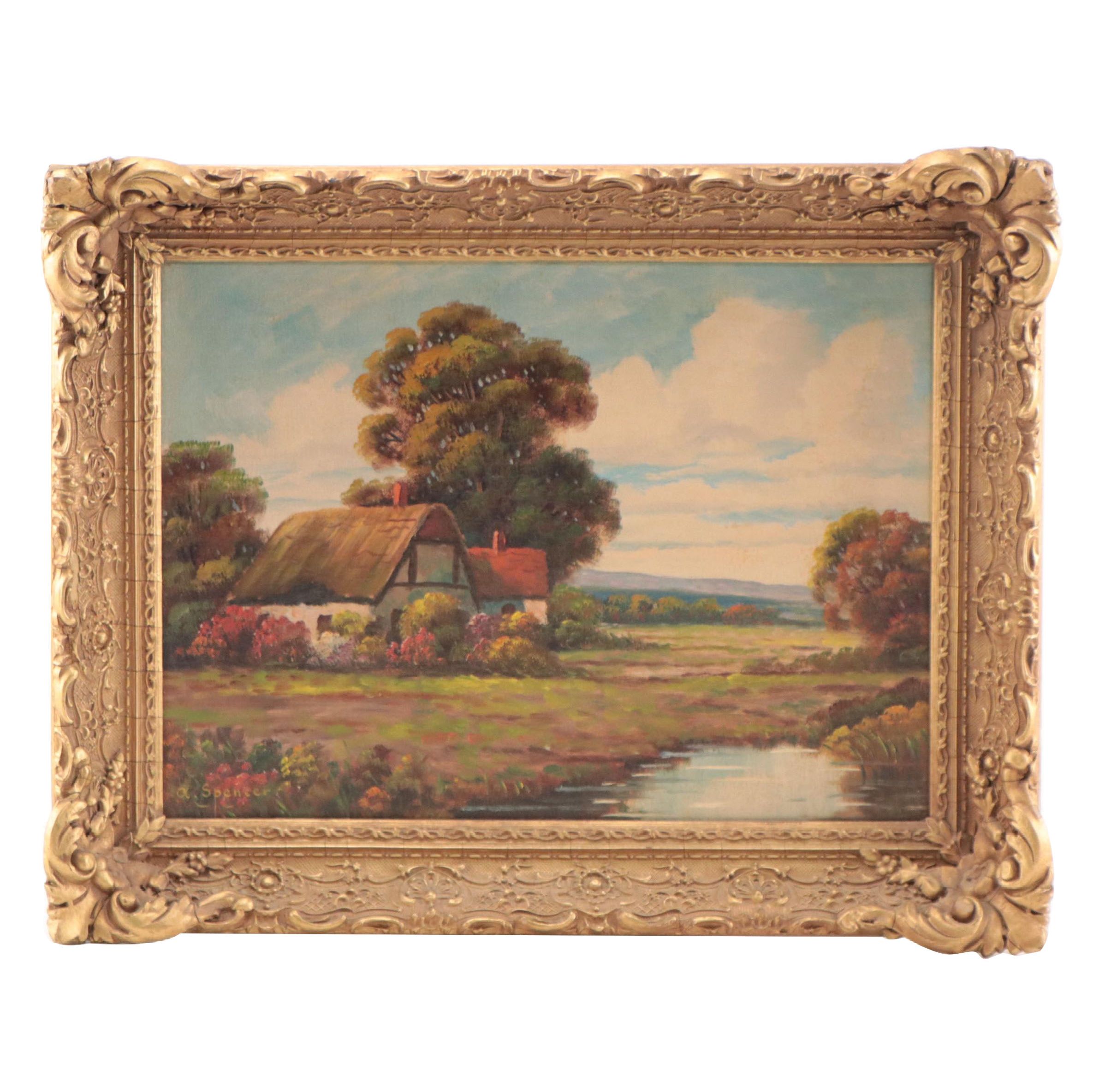 Augustus Spencer Oil Painting "A Yorkshire Cottage"