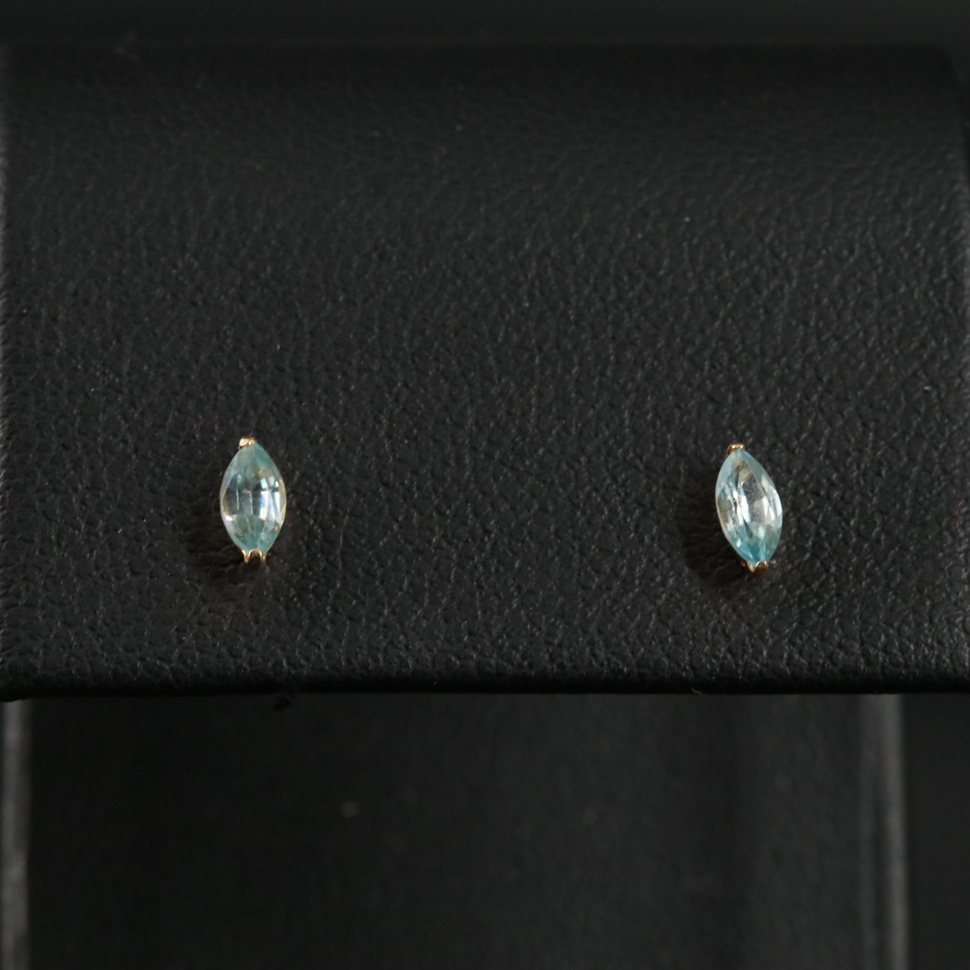 18K Blue Zircon Stud Earrings