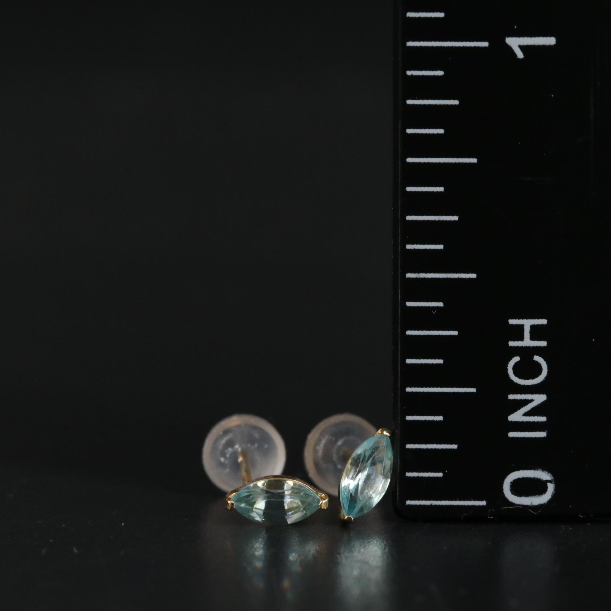18K Blue Zircon Stud Earrings