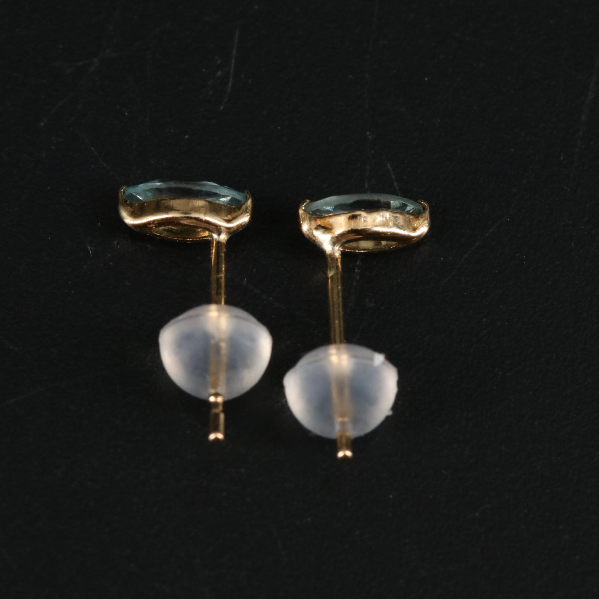 18K Blue Zircon Stud Earrings