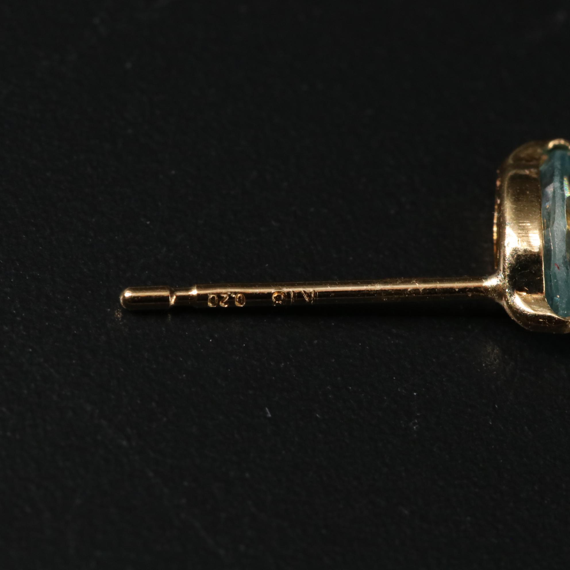 18K Blue Zircon Stud Earrings