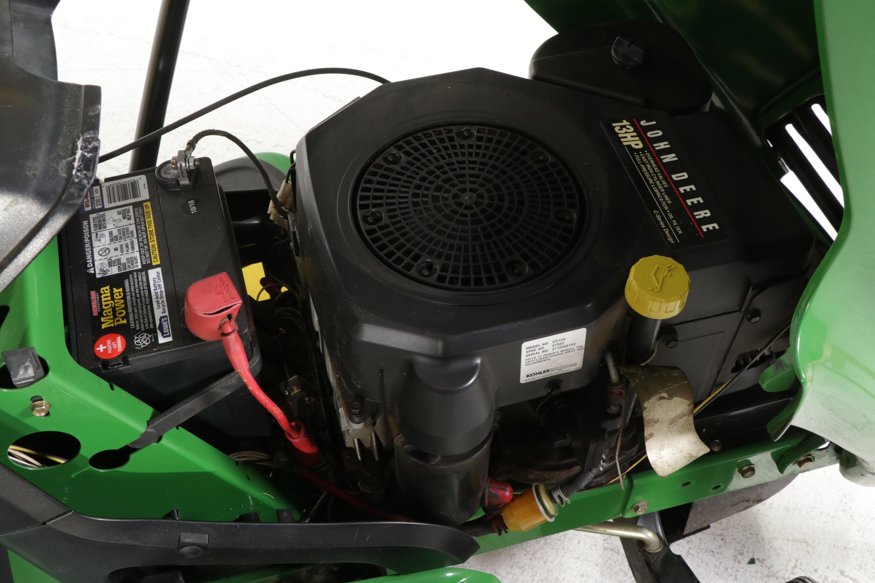 John Deere LT133 Lawn Tractor with 10P Utility Cart