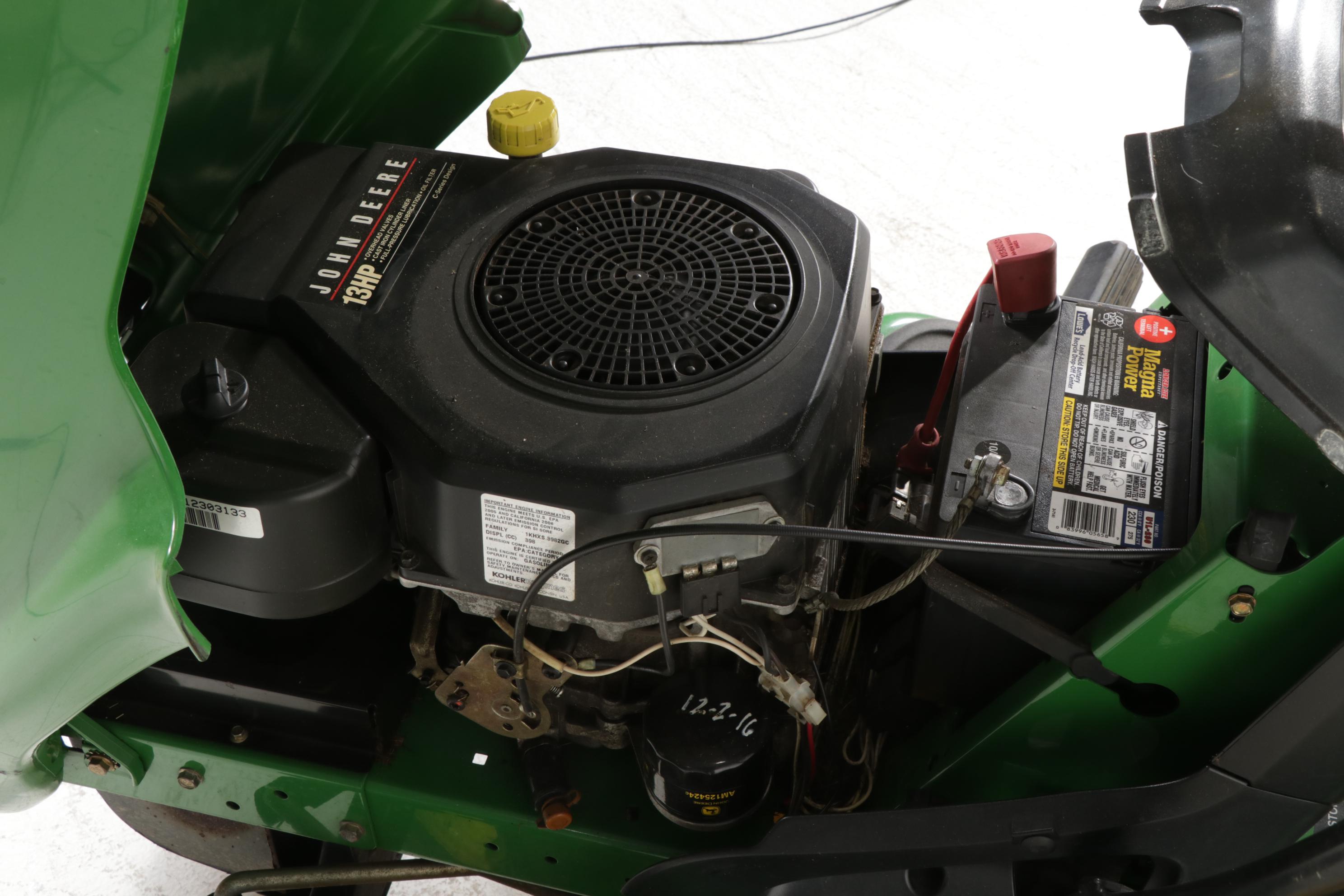 John Deere LT133 Lawn Tractor with 10P Utility Cart