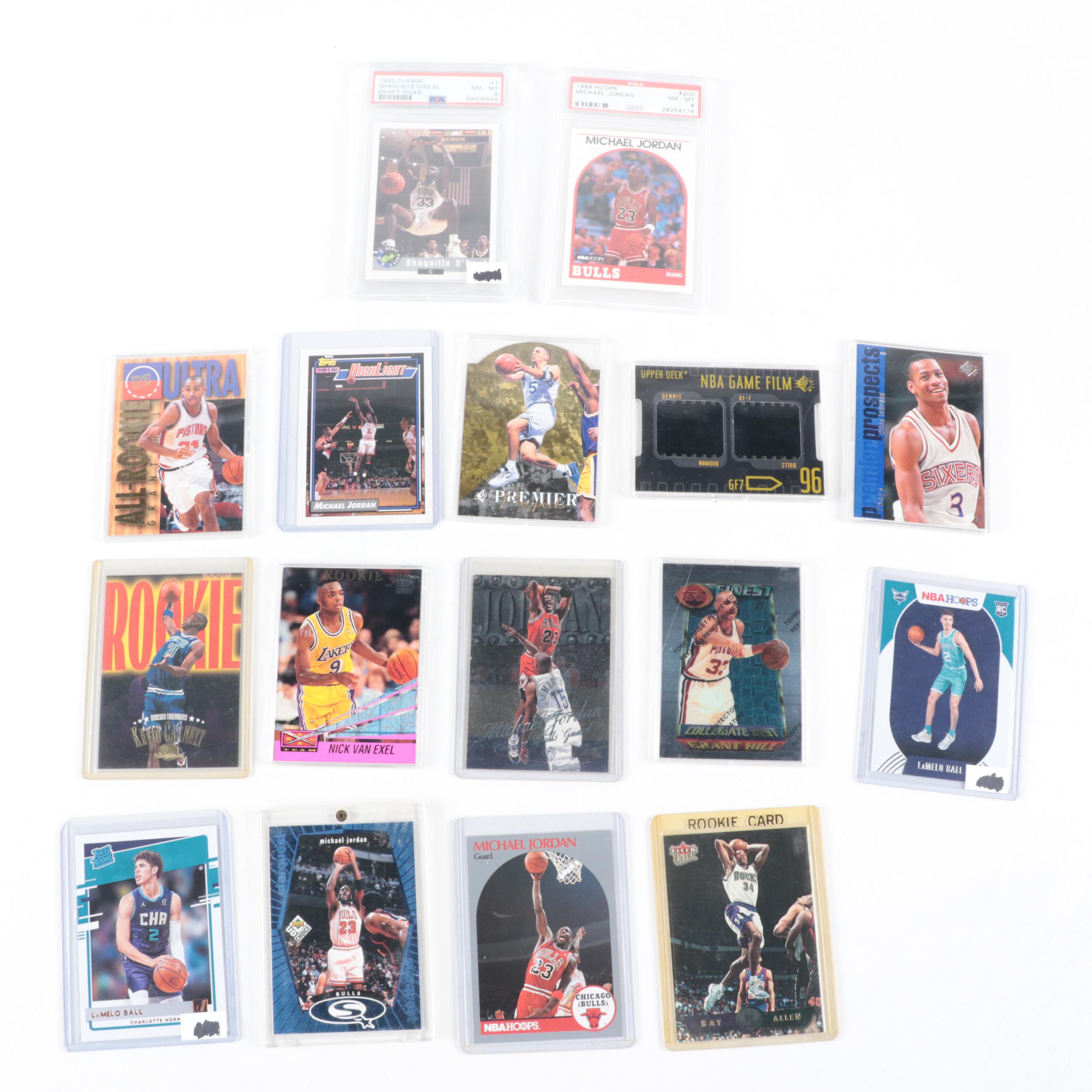 NBA Hoops and More Basketball Cards with PSA Jordan and O'Neal, 1980s–2020s
