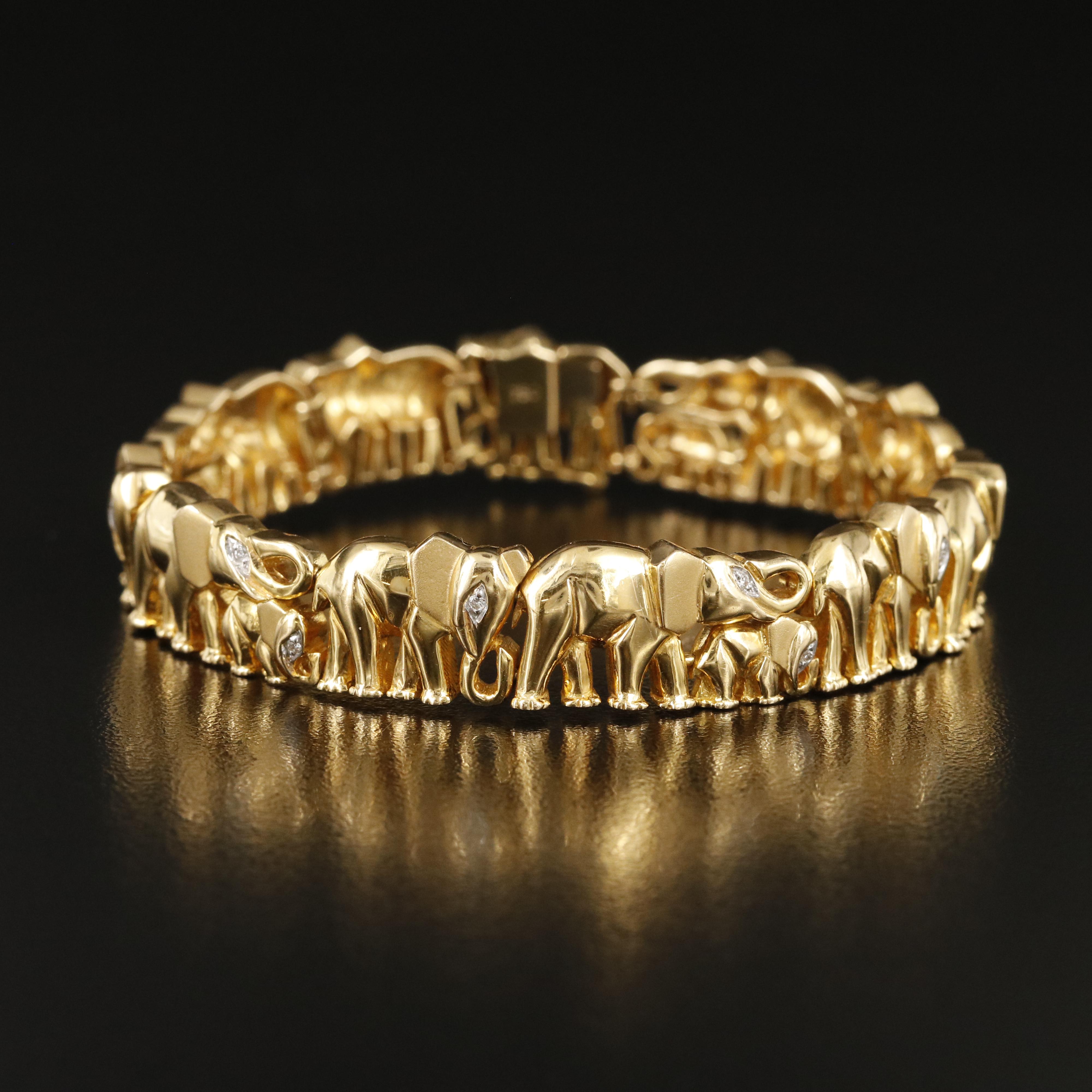 18K 0.16 CTW Diamond Elephant Bracelet