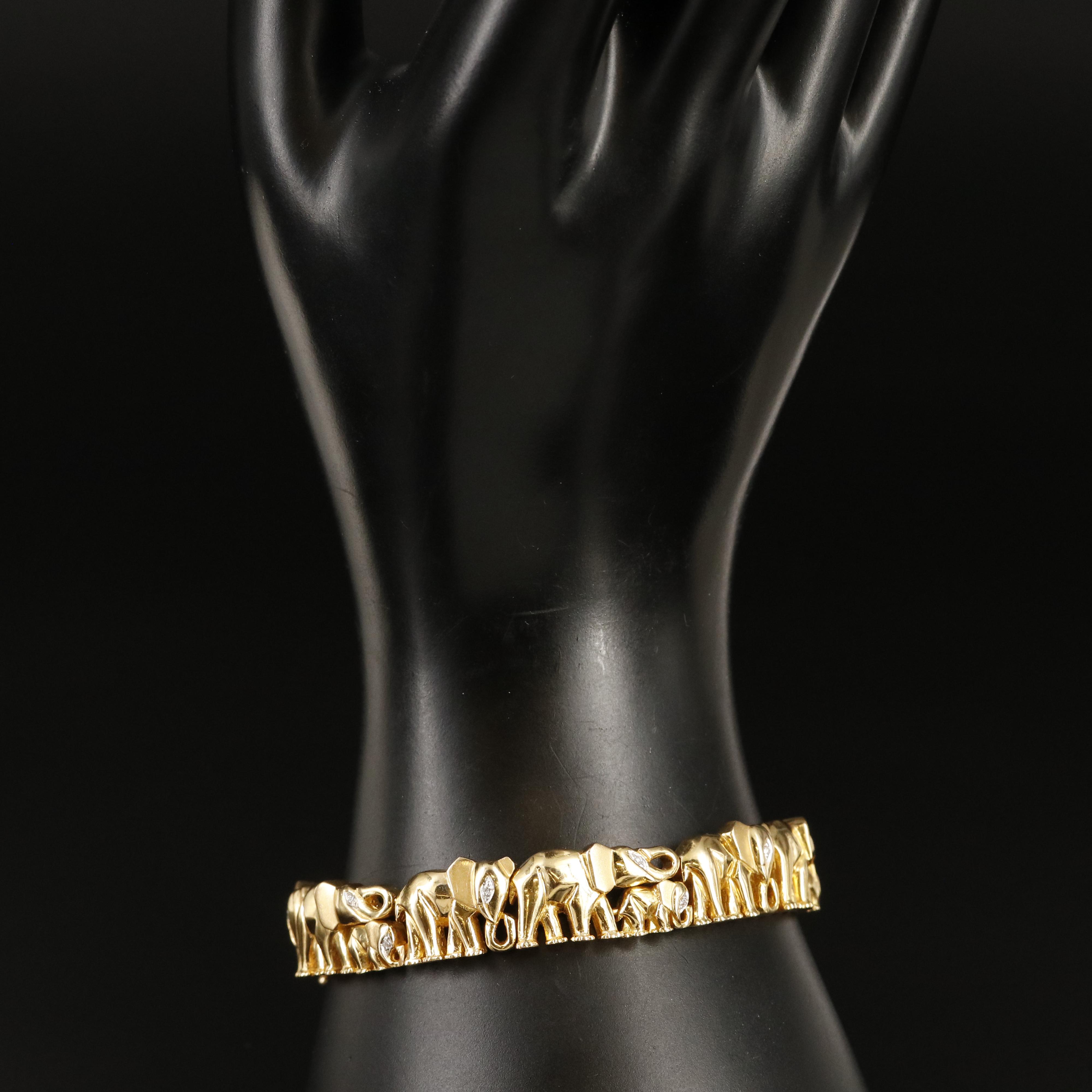 18K 0.16 CTW Diamond Elephant Bracelet