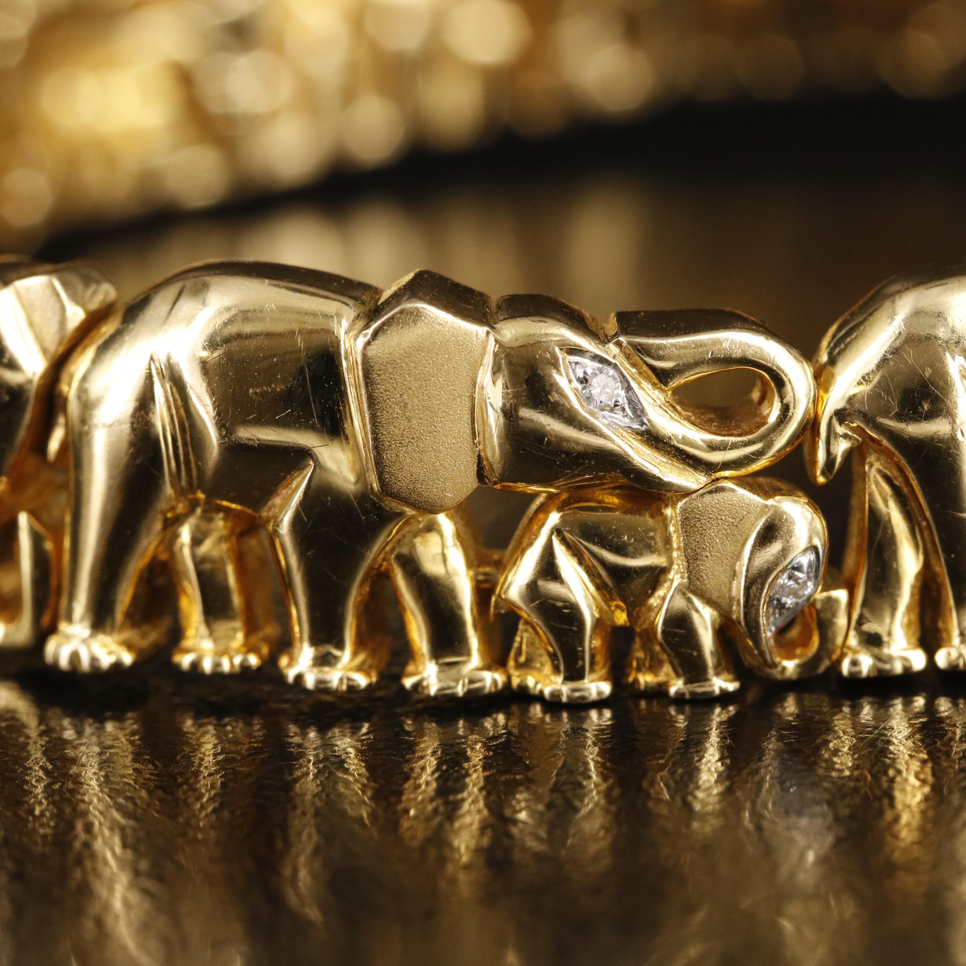 18K 0.16 CTW Diamond Elephant Bracelet