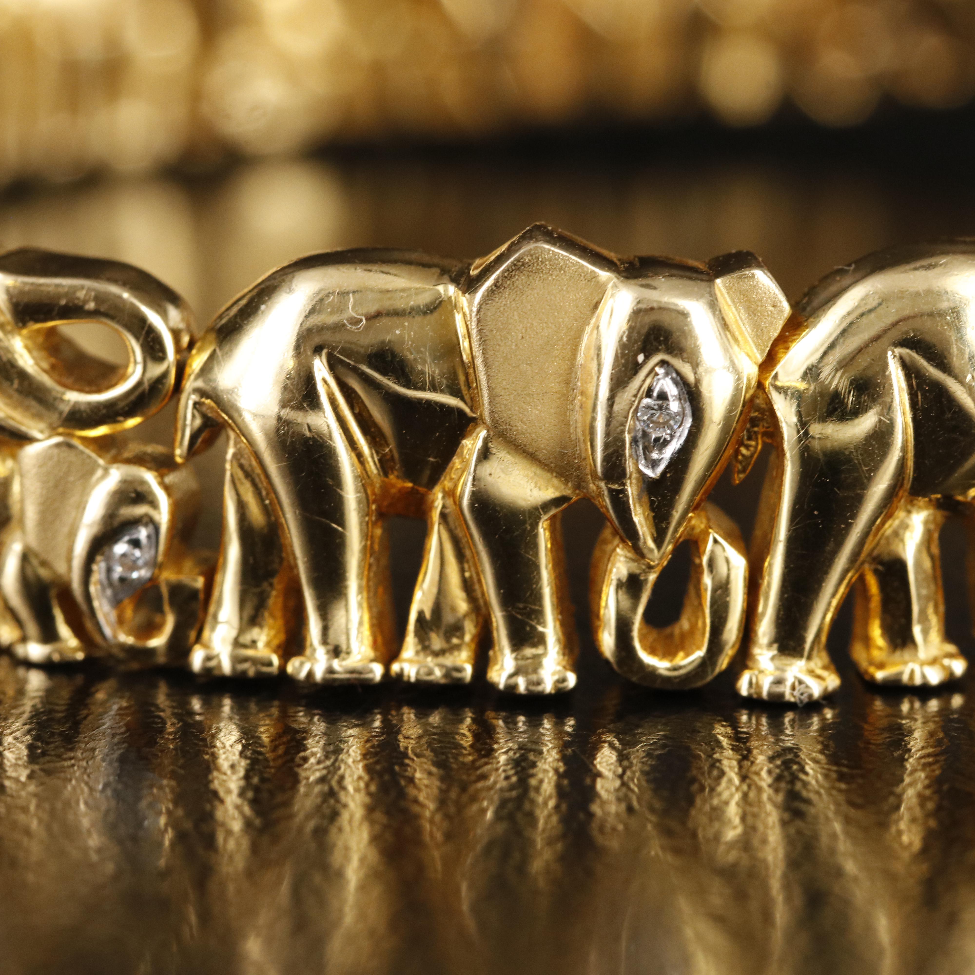 18K 0.16 CTW Diamond Elephant Bracelet