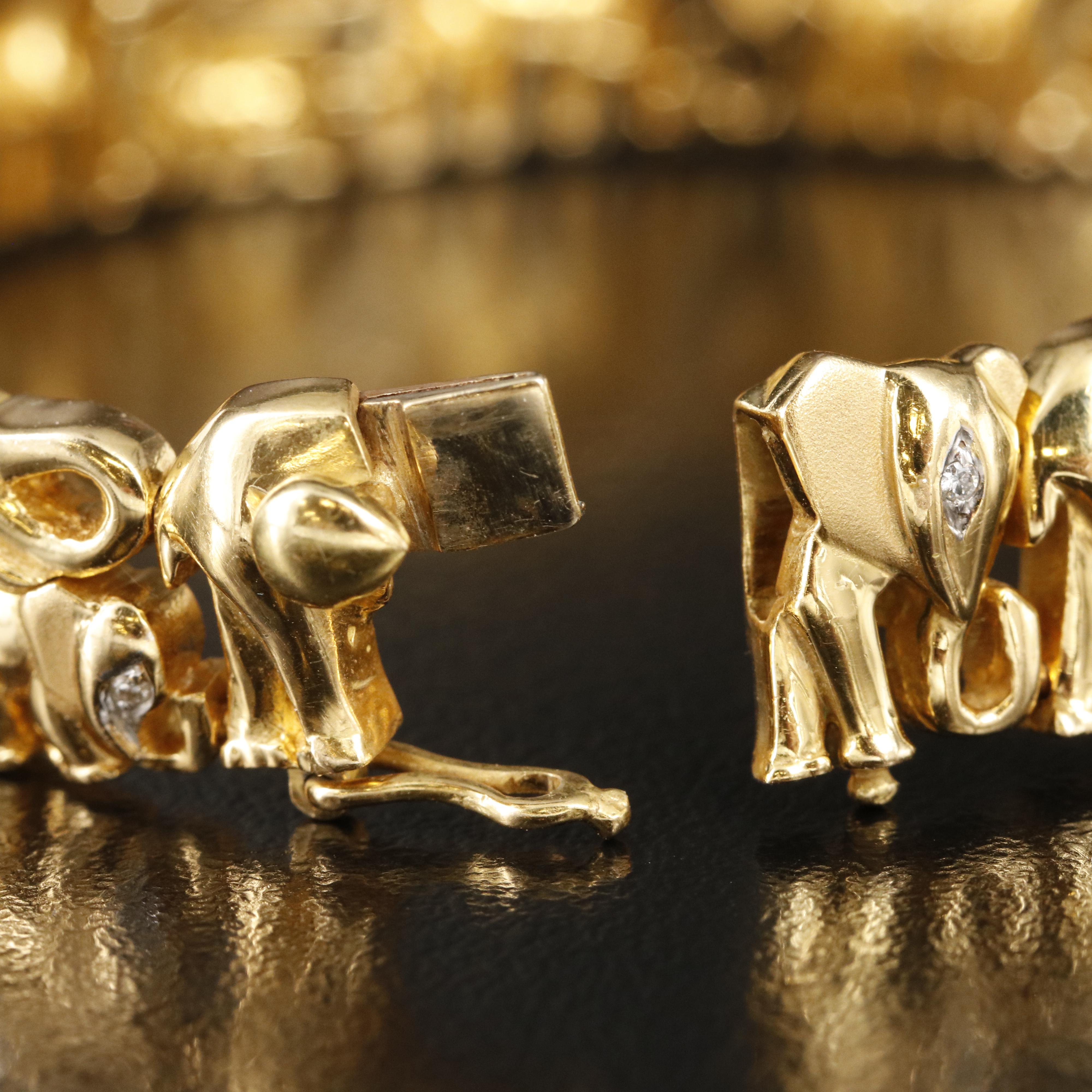 18K 0.16 CTW Diamond Elephant Bracelet