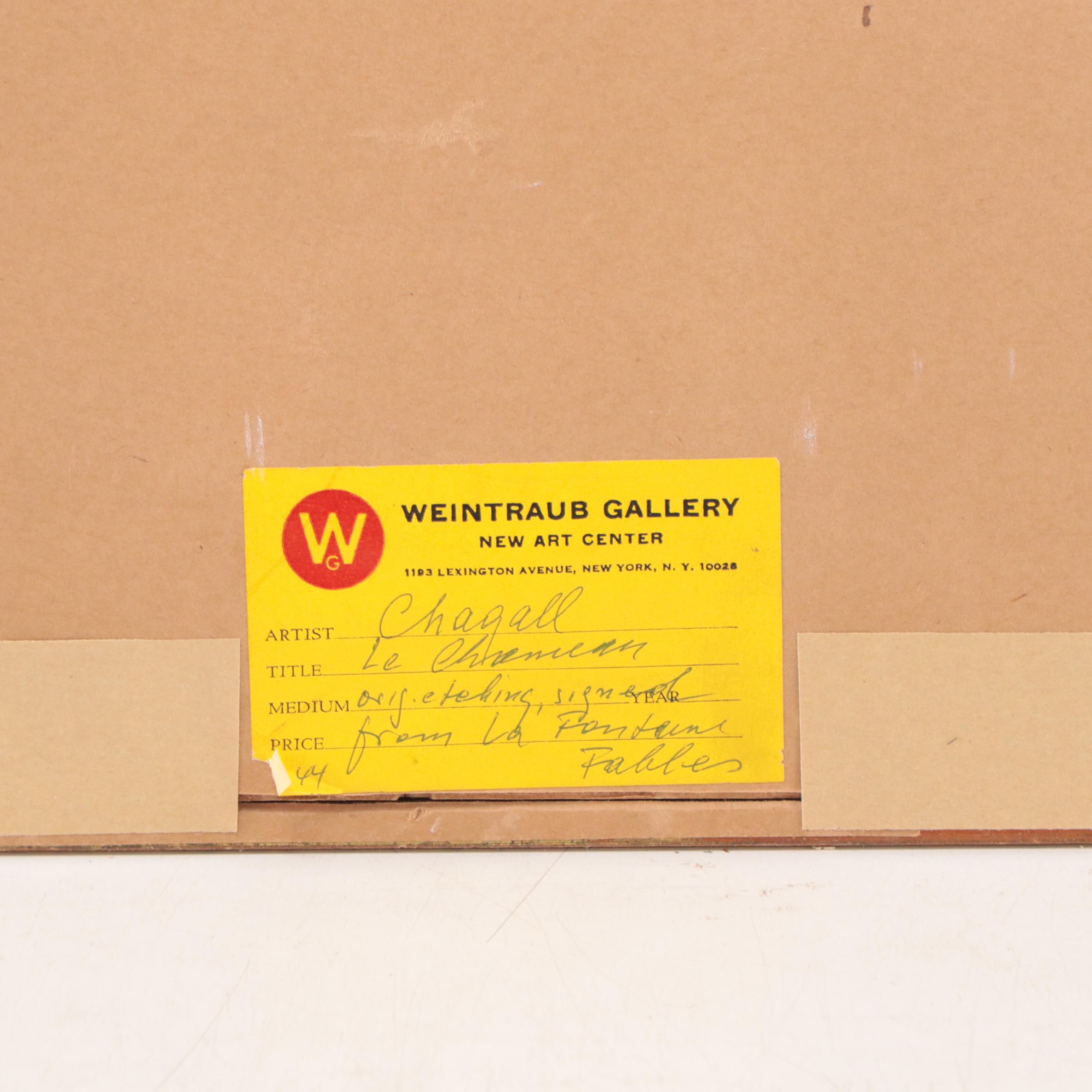 Marc Chagall Etching "Le Chameau et les Bâtons Flottants"