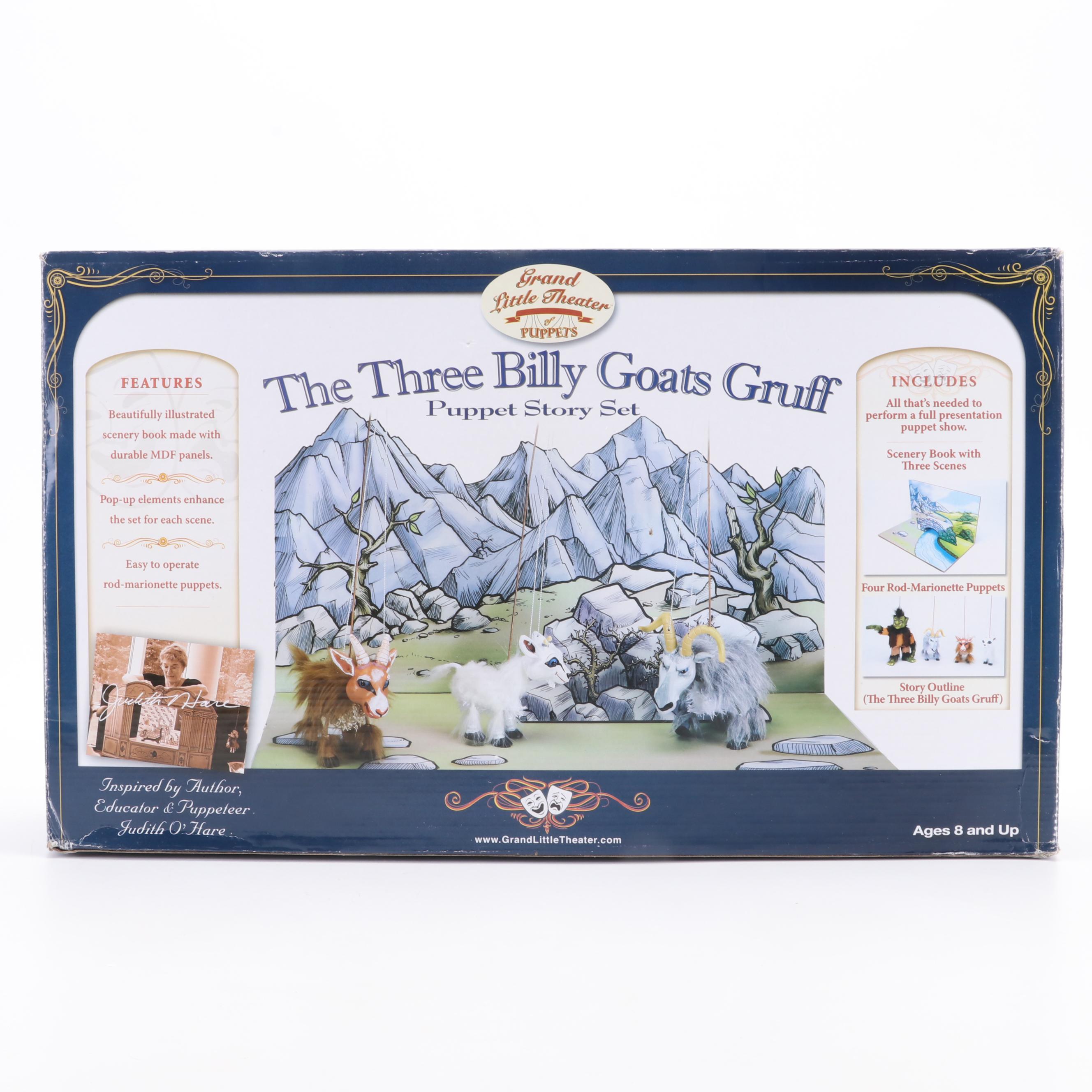 Grand Little Theater The Three Billy Goats Gruff Marionette Puppets Story Set