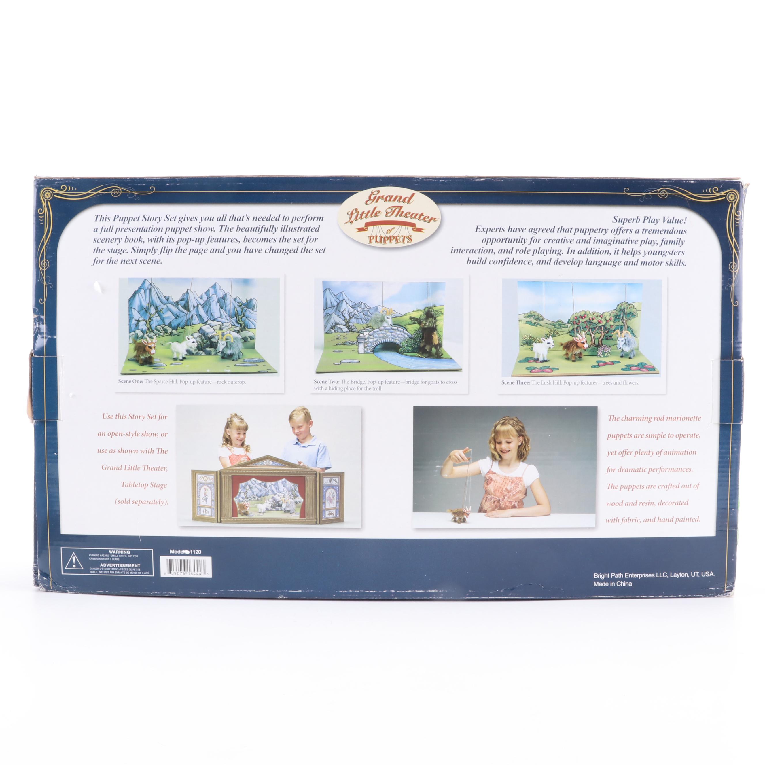 Grand Little Theater The Three Billy Goats Gruff Marionette Puppets Story Set
