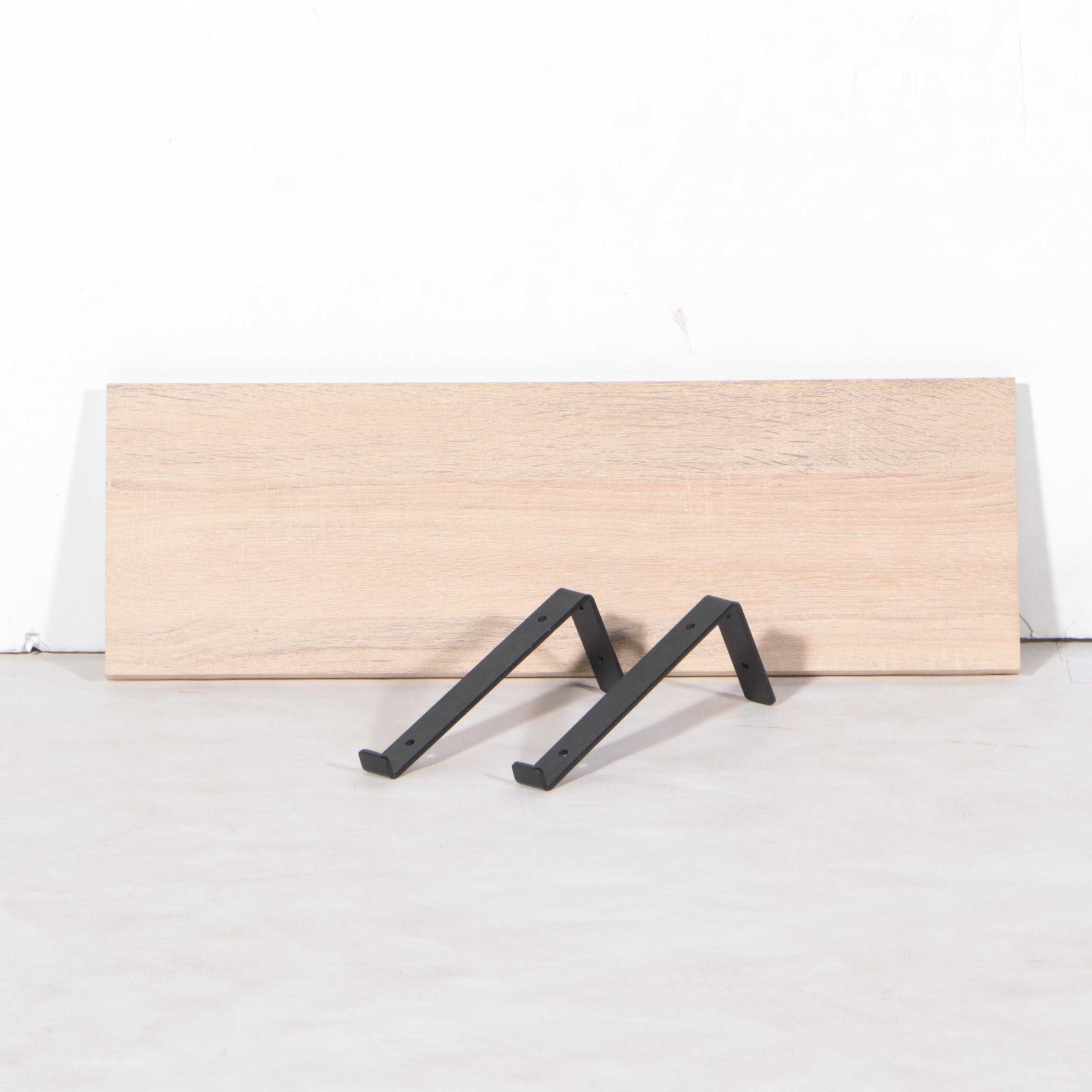 Threshold Reindeer Giclée Print with Pair of Light Wood Finish Bracket Shelves