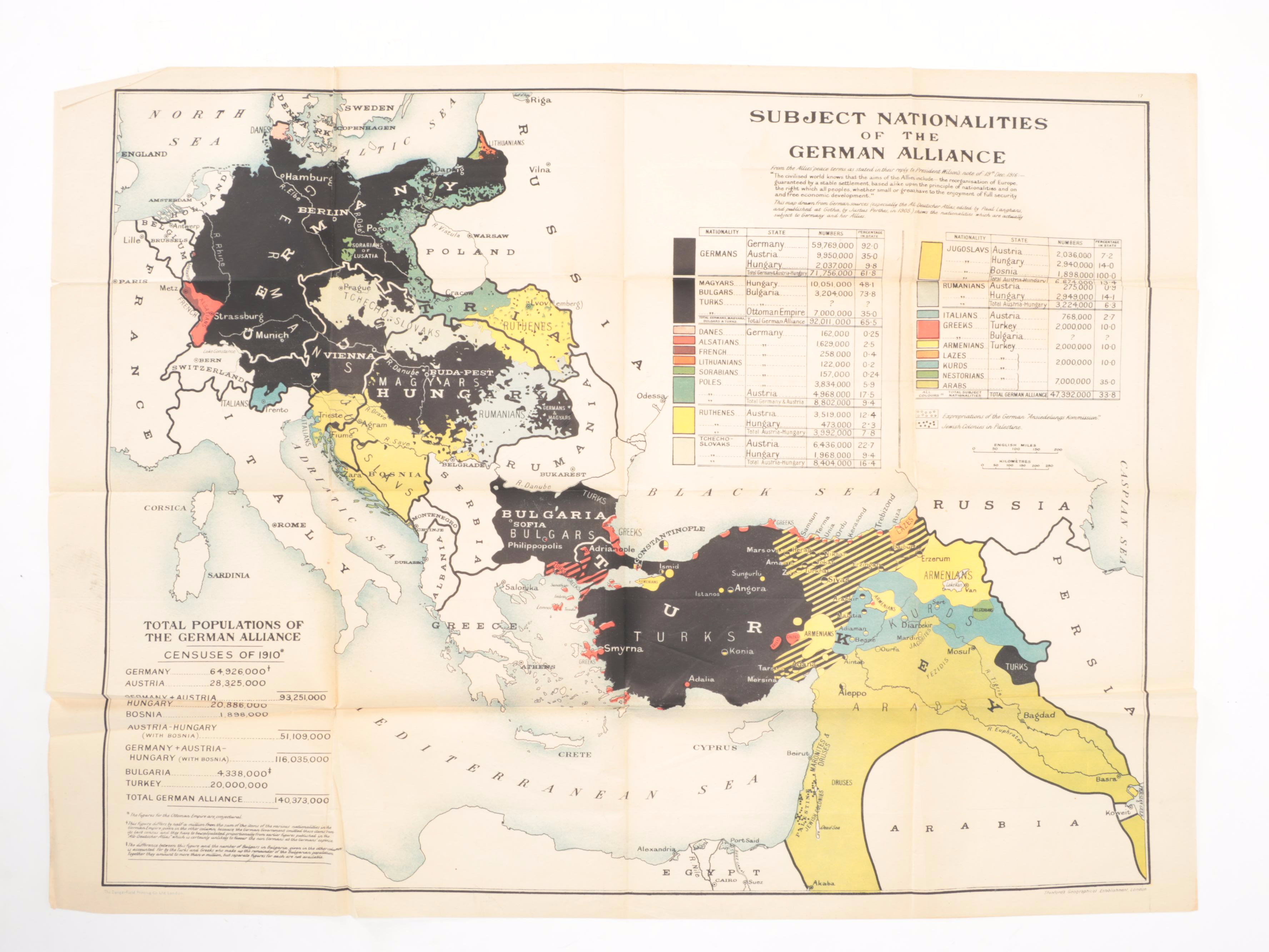 World War I "Subject Nationalities of the German Alliance" and "War Atlas" Maps