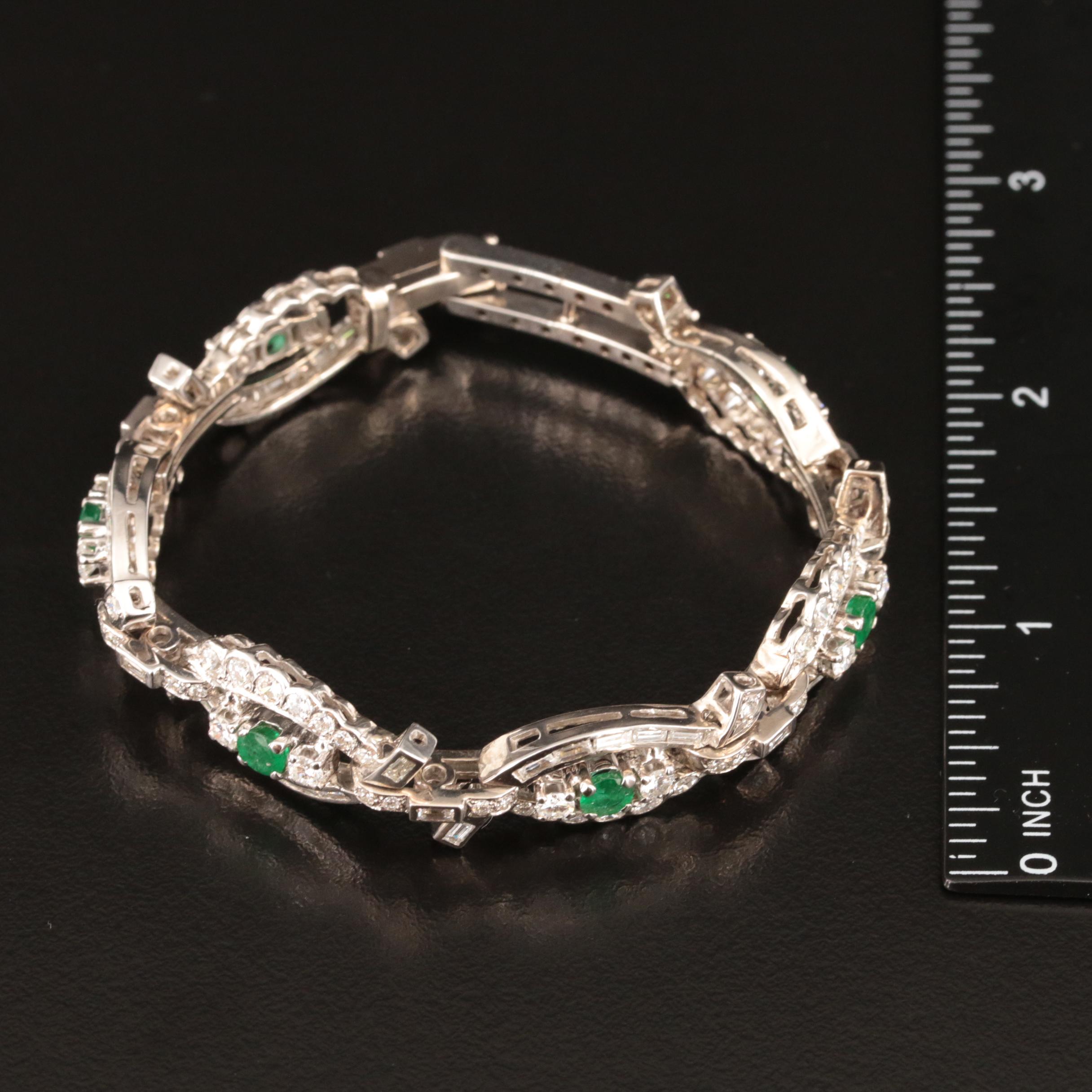 Vintage 14K Emerald and 3.98 CTW Diamond Bracelet