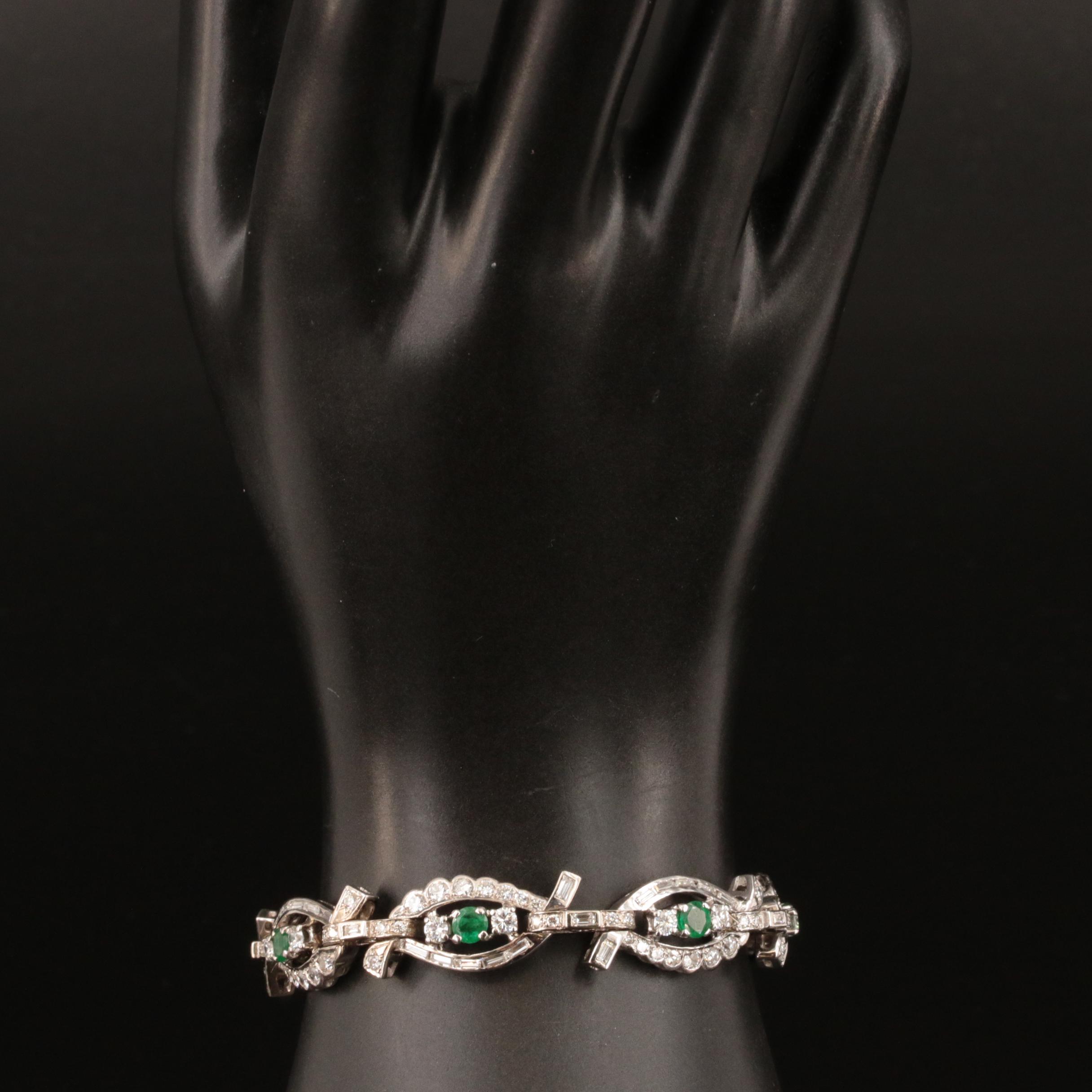 Vintage 14K Emerald and 3.98 CTW Diamond Bracelet