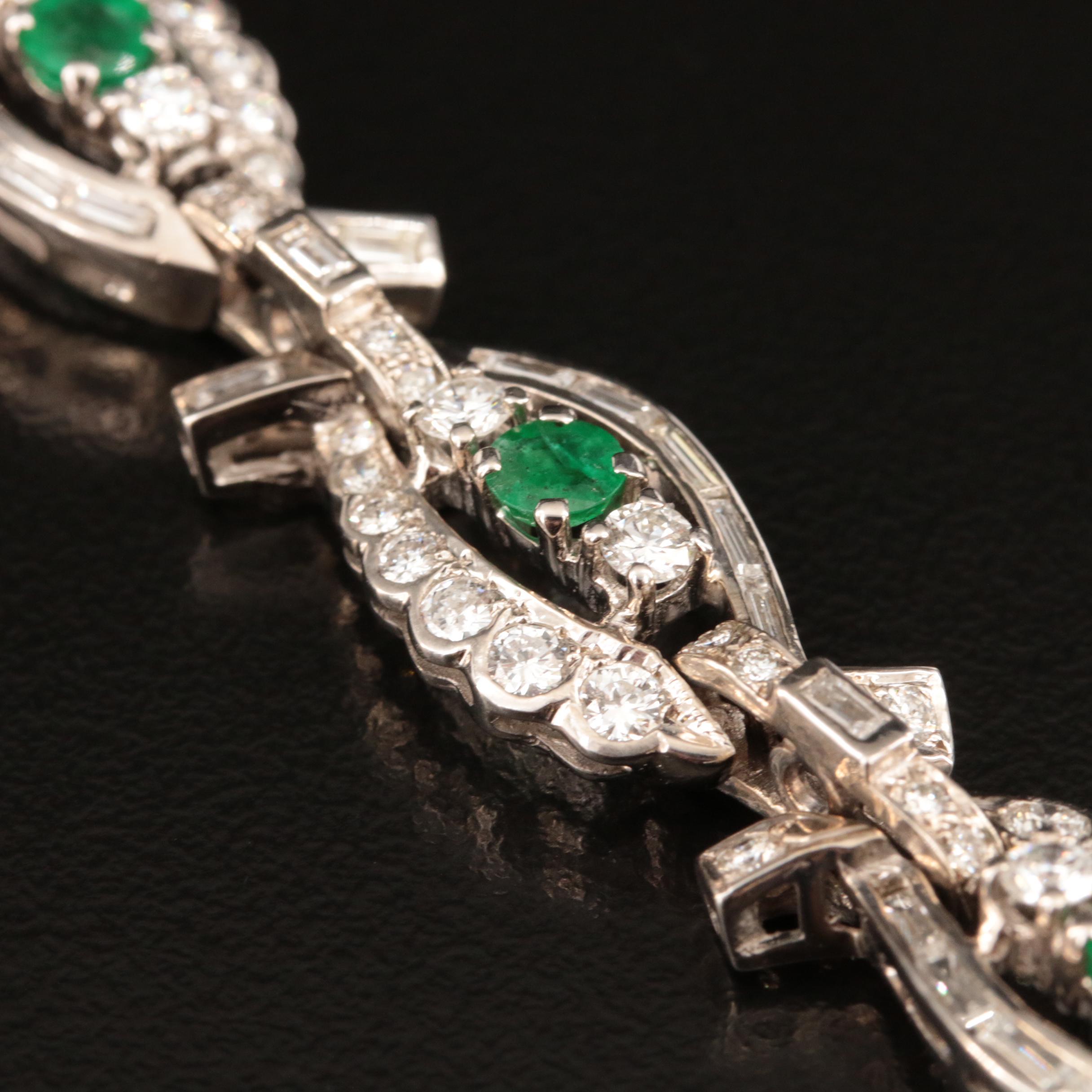 Vintage 14K Emerald and 3.98 CTW Diamond Bracelet