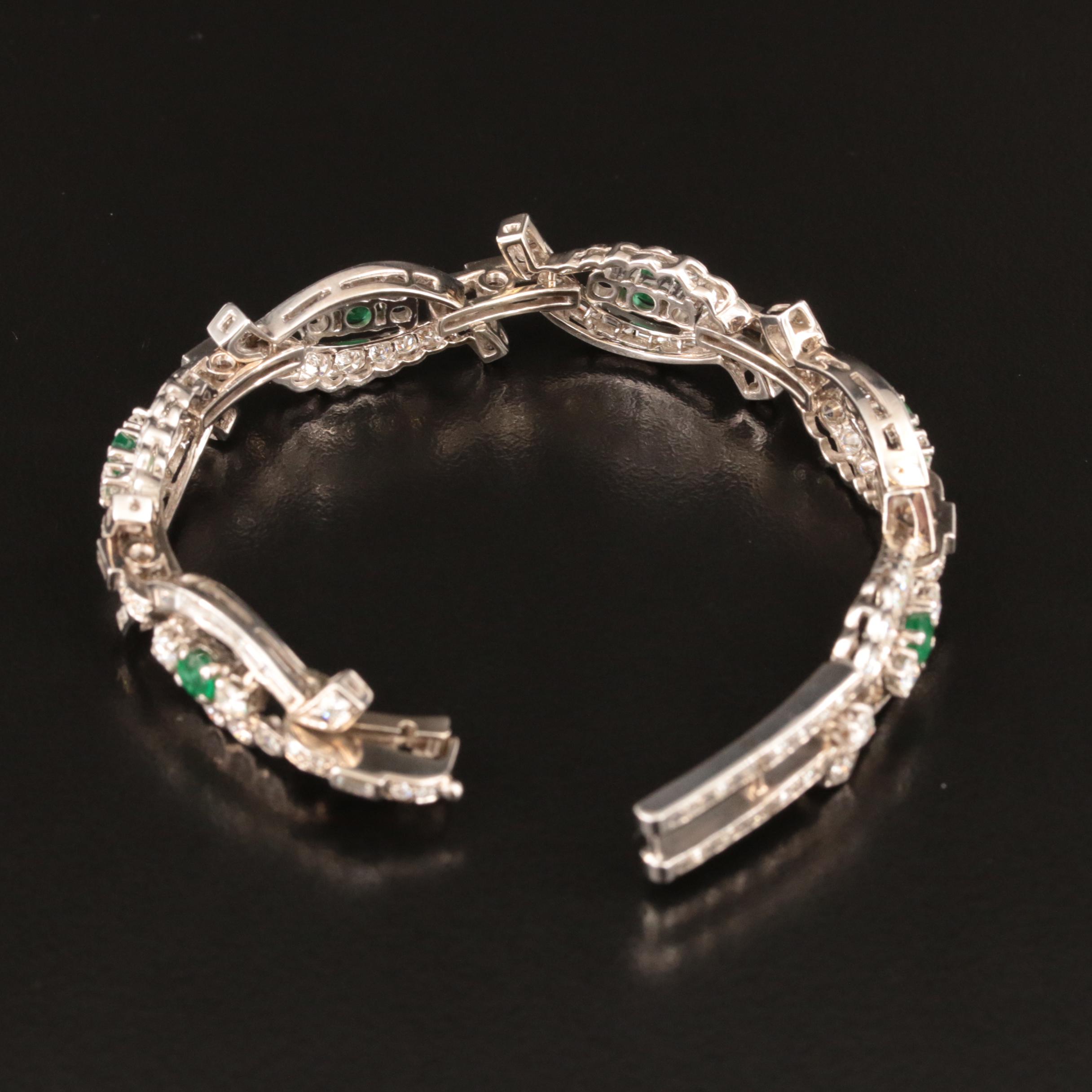 Vintage 14K Emerald and 3.98 CTW Diamond Bracelet
