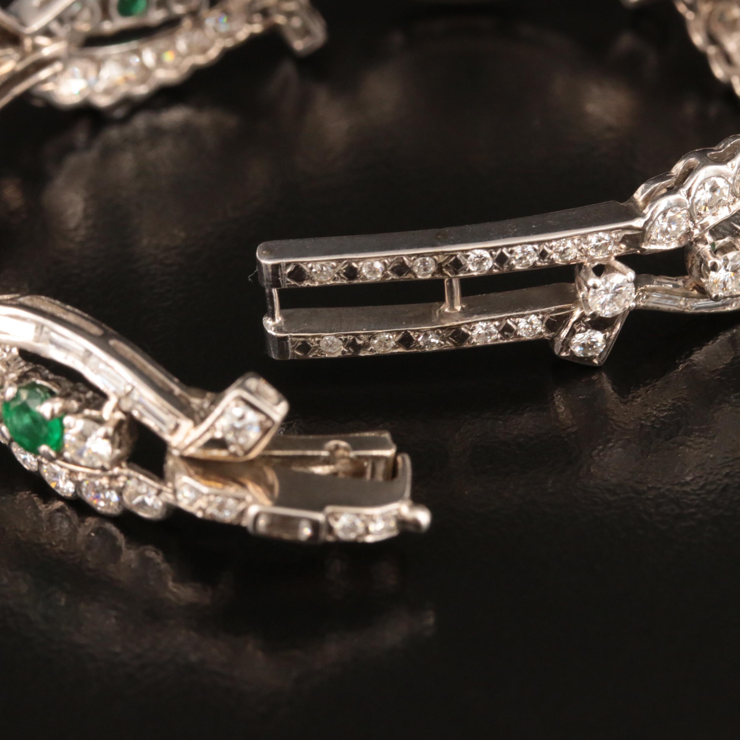 Vintage 14K Emerald and 3.98 CTW Diamond Bracelet