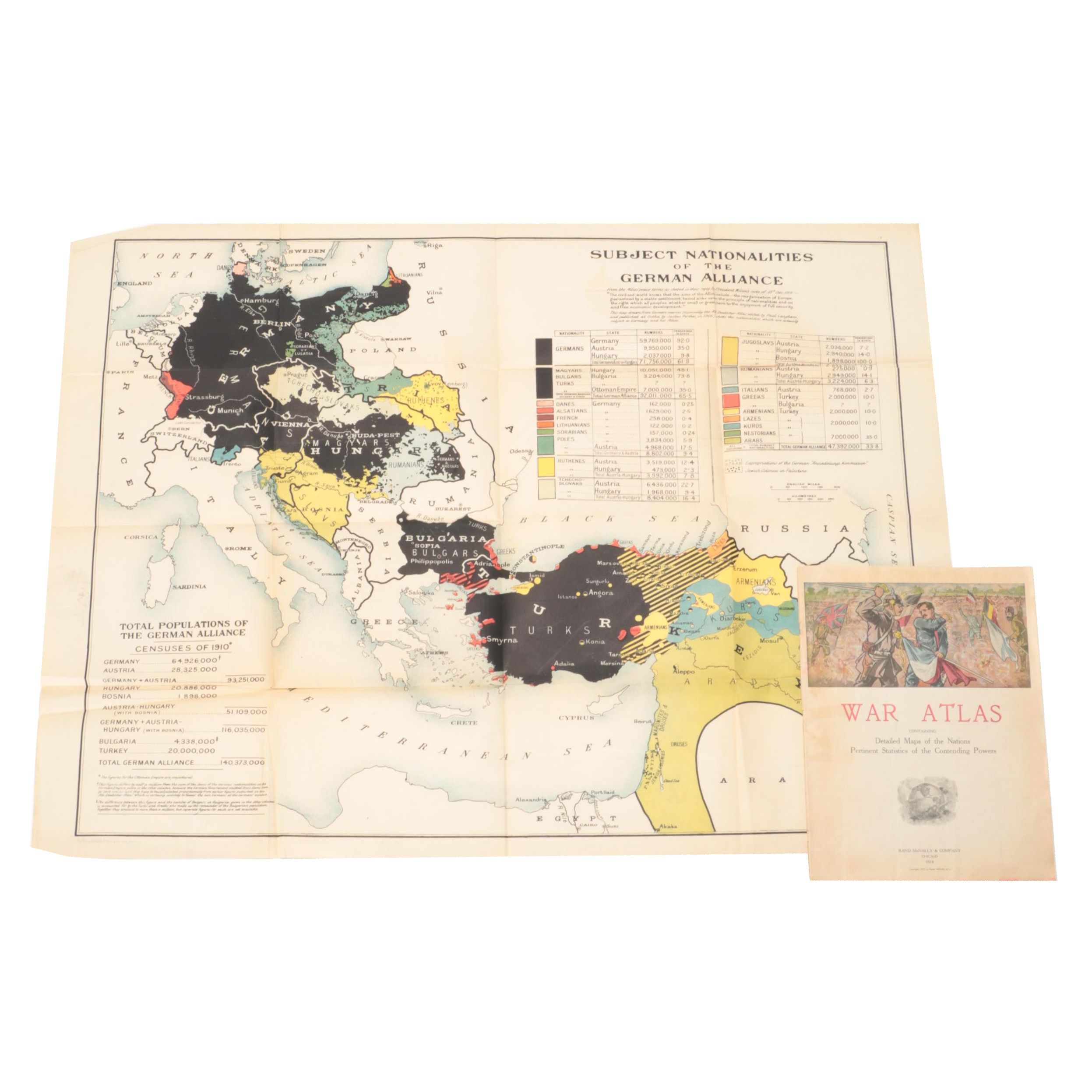 World War I "Subject Nationalities of the German Alliance" and "War Atlas" Maps