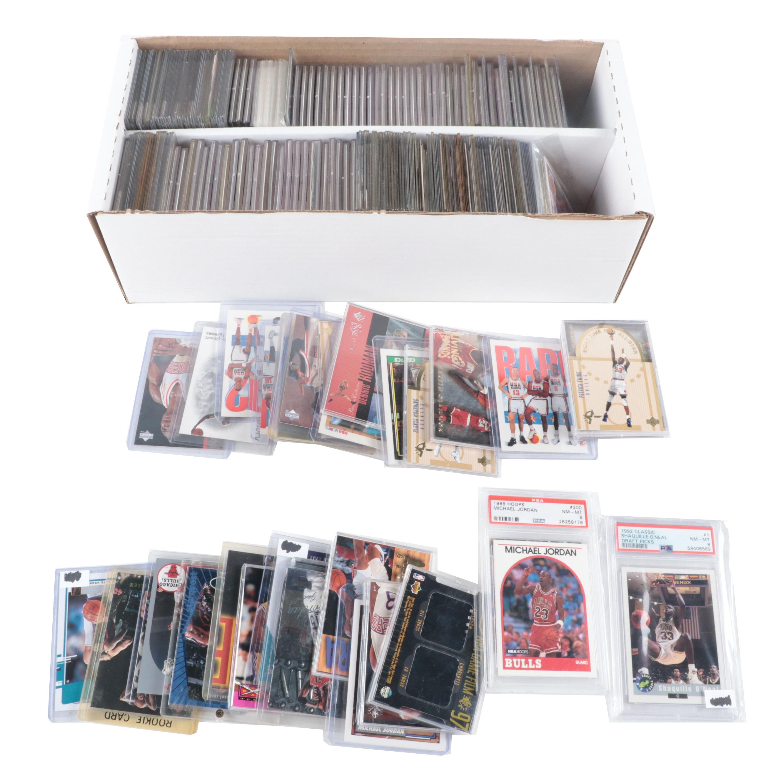 NBA Hoops and More Basketball Cards with PSA Jordan and O'Neal, 1980s–2020s