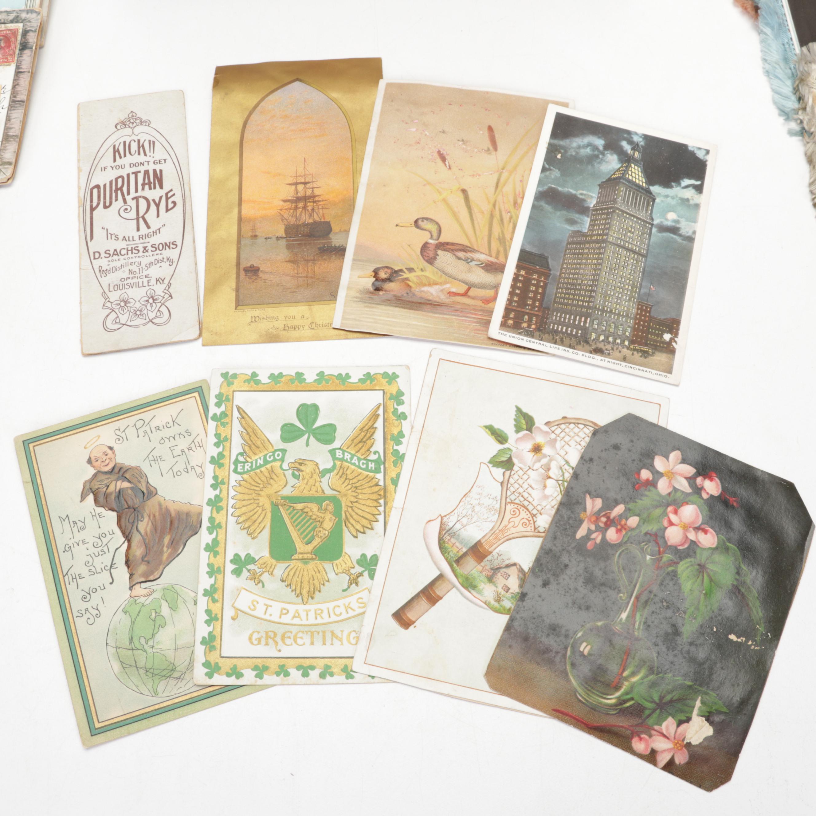 Victorian Era Ephemera Including Postcards, Greeting Cards, Scrapbooks and More