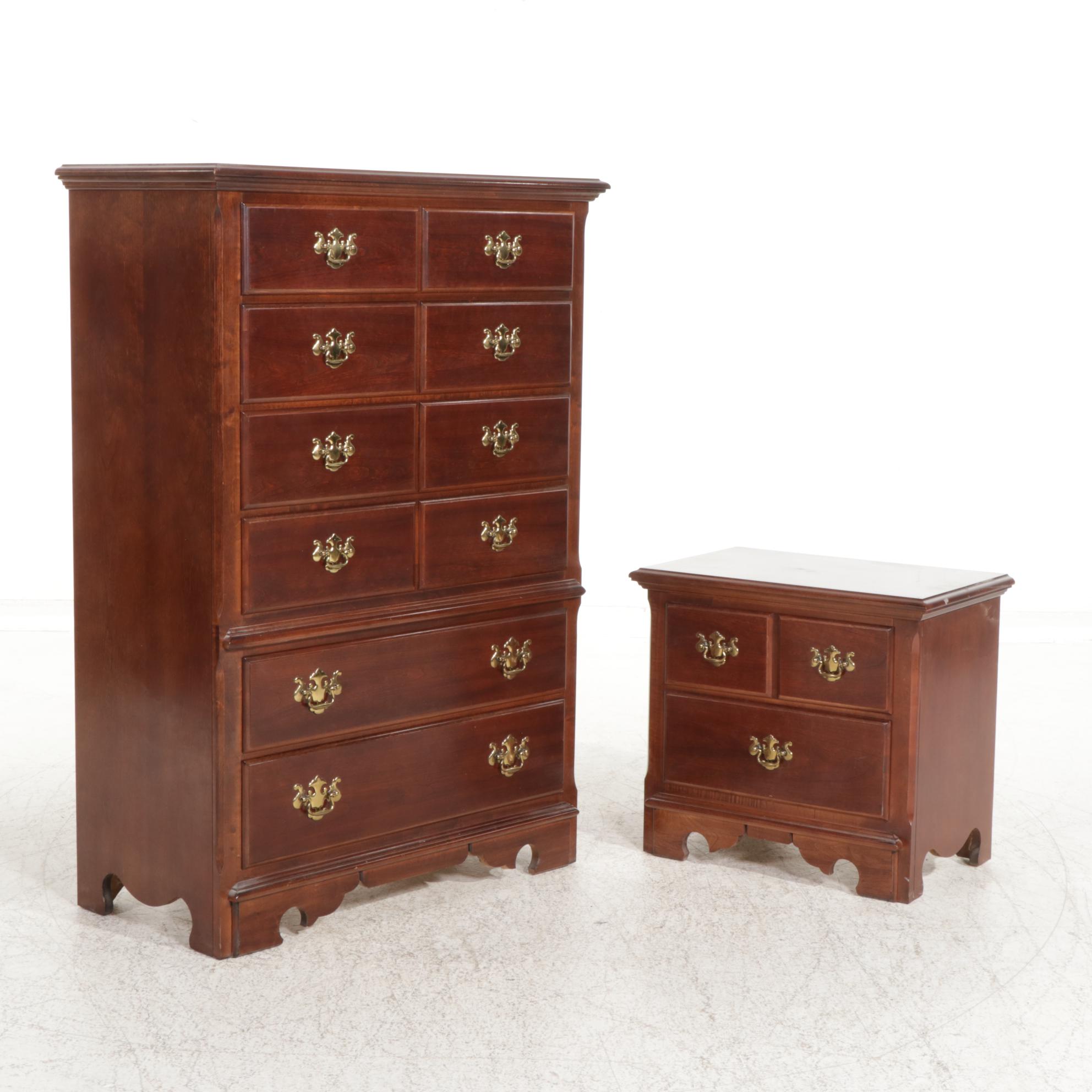 Thomasville "Winston Court" Cherry Four-Piece Bedroom Suite, 1990s