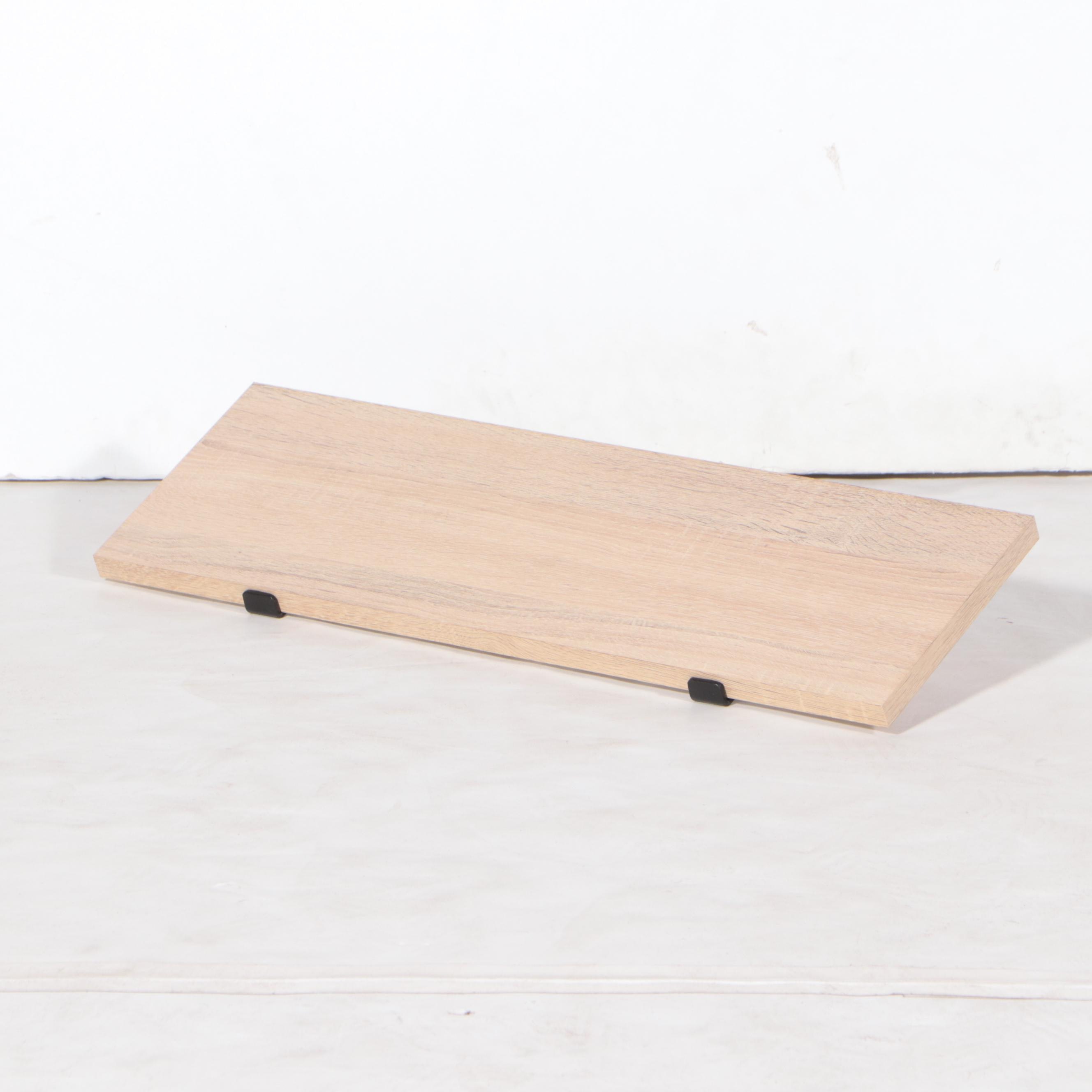 Four Threshold Industrial Style Light Wood and Metal Bracket Wall Shelves